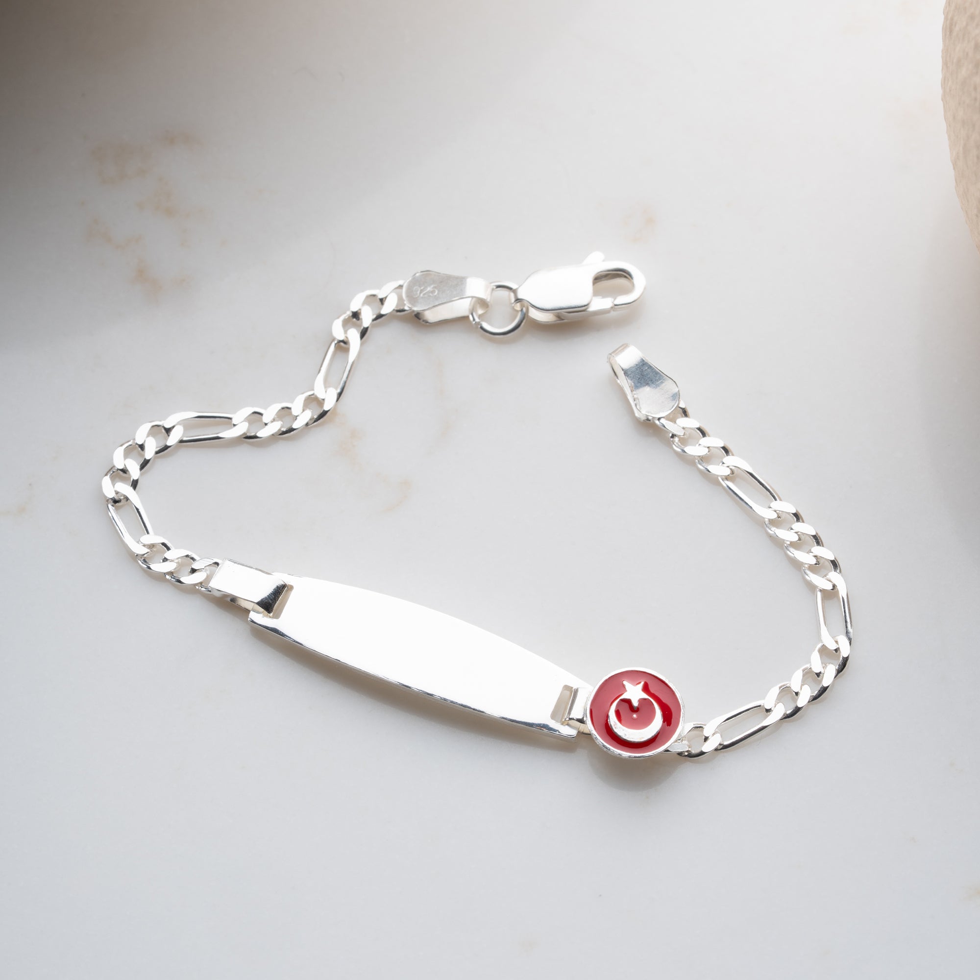 MOND-UND-STERN TÜRKISCHE FLAGGE KINDER ARMBAND | 925 SILBER