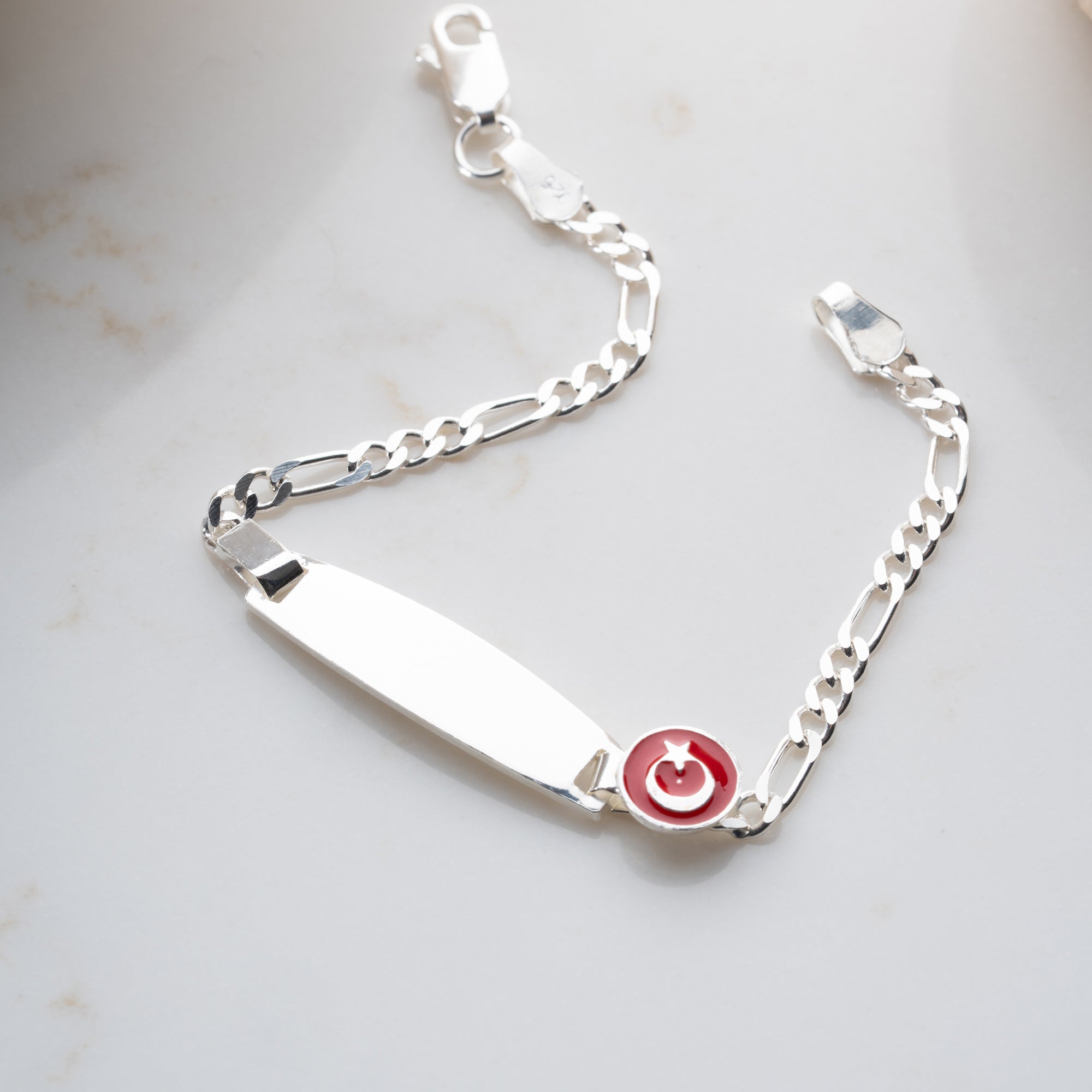 MOND-UND-STERN TÜRKISCHE FLAGGE KINDER ARMBAND | 925 SILBER