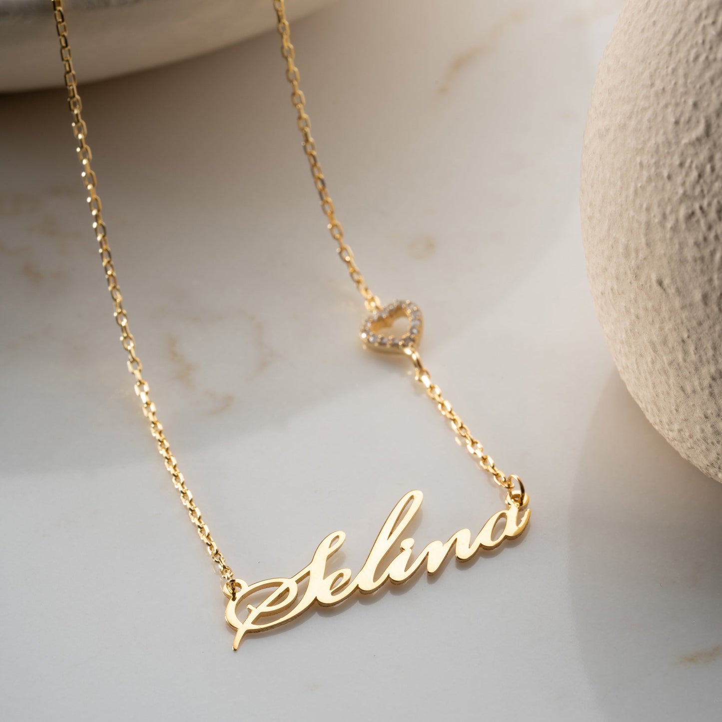NAMENSKETTE MIT ZIRKONIA HERZ | 925 SILBER