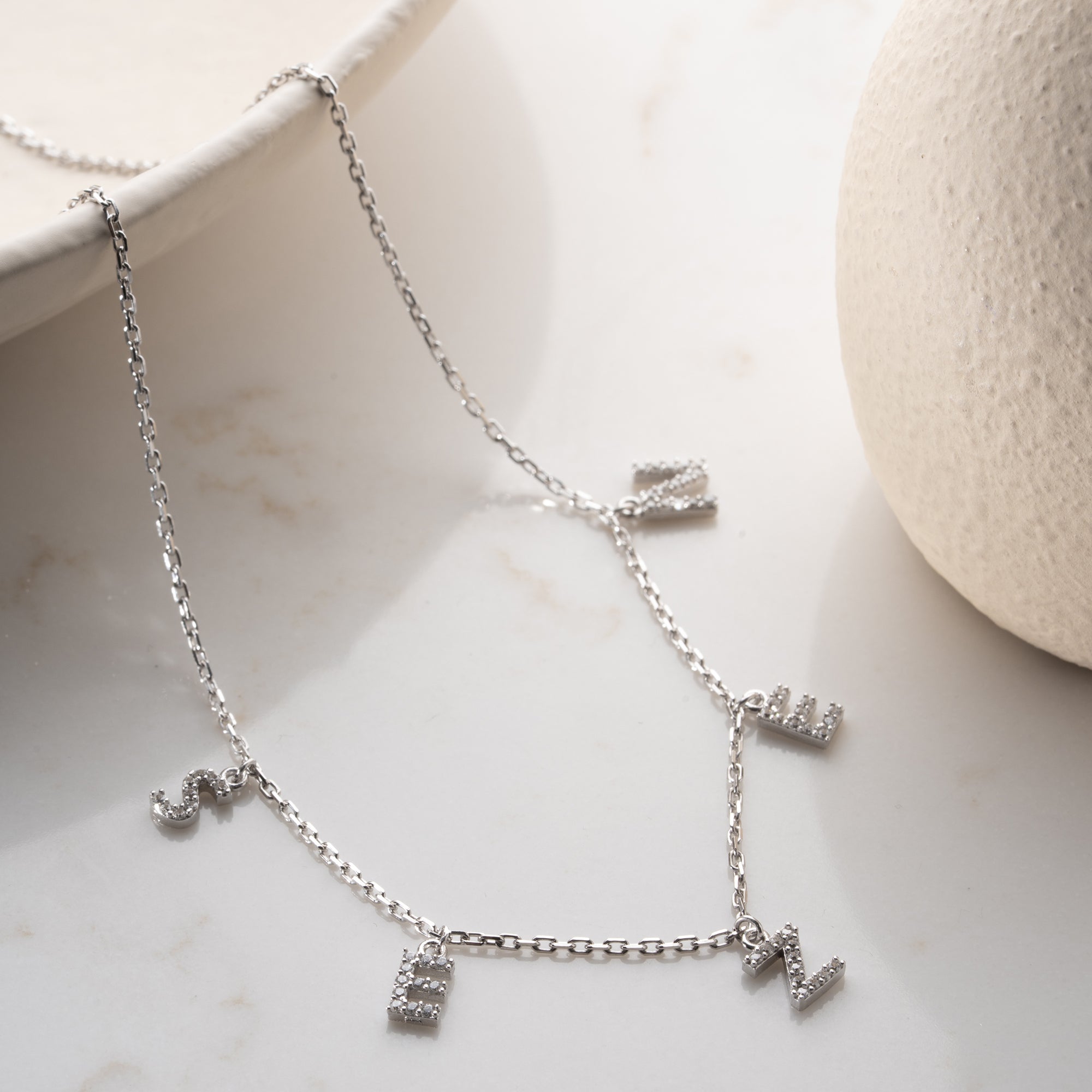 CHOCKER ZIRKONIA NAMENSKETTE | 925 SILBER