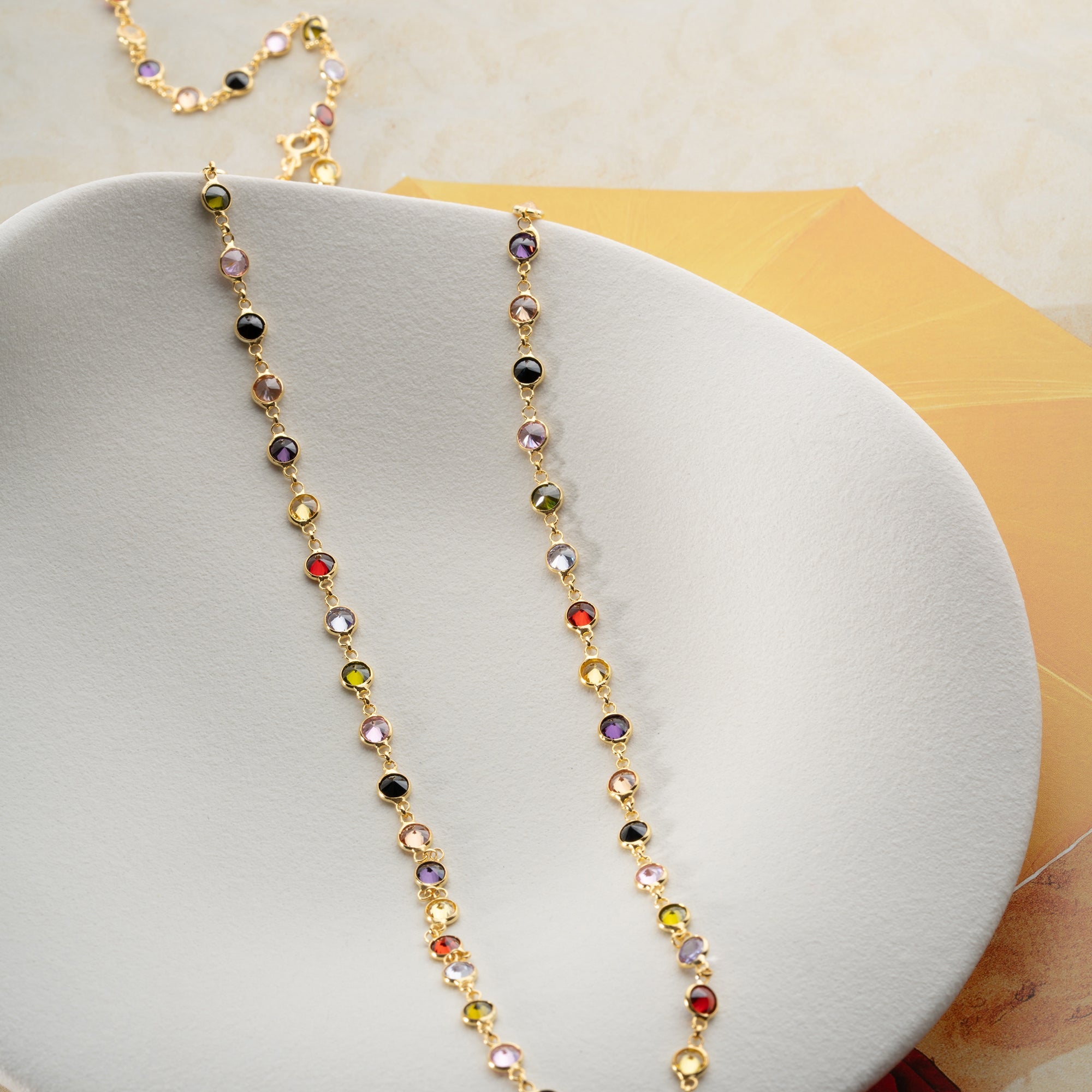 COLORFULL ZIRKONIA STEIN HALSKETTE | 925 SILBER