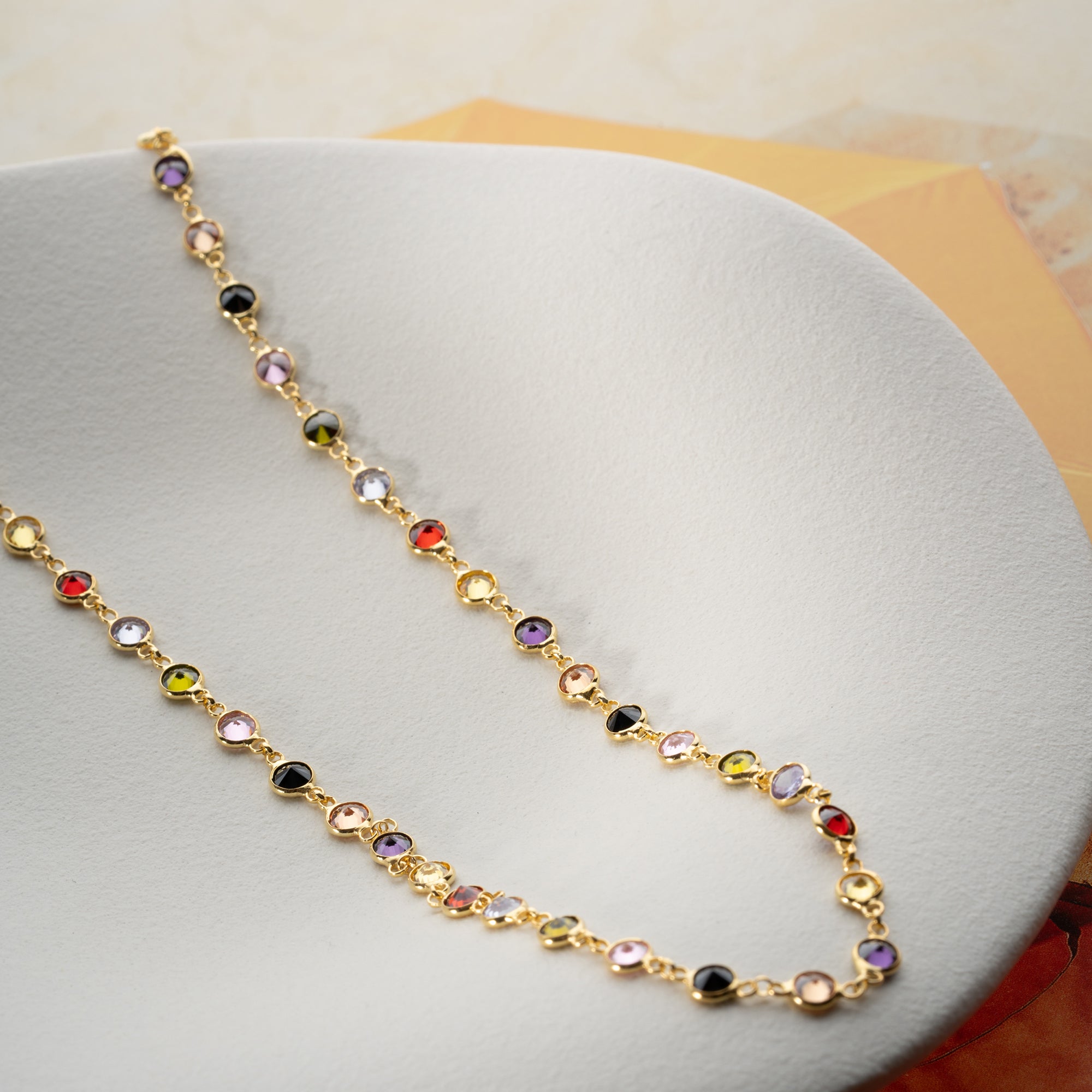 COLORFULL ZIRKONIA STEIN HALSKETTE | 925 SILBER