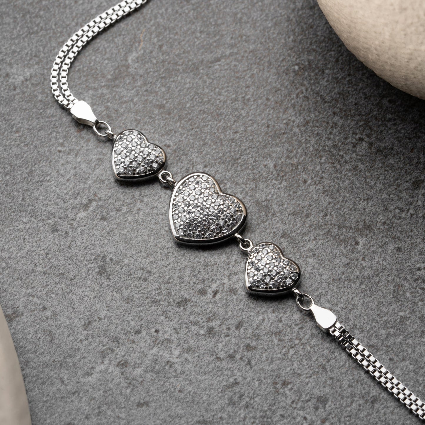 THREE HERZ ARMBAND | 925 SILBER