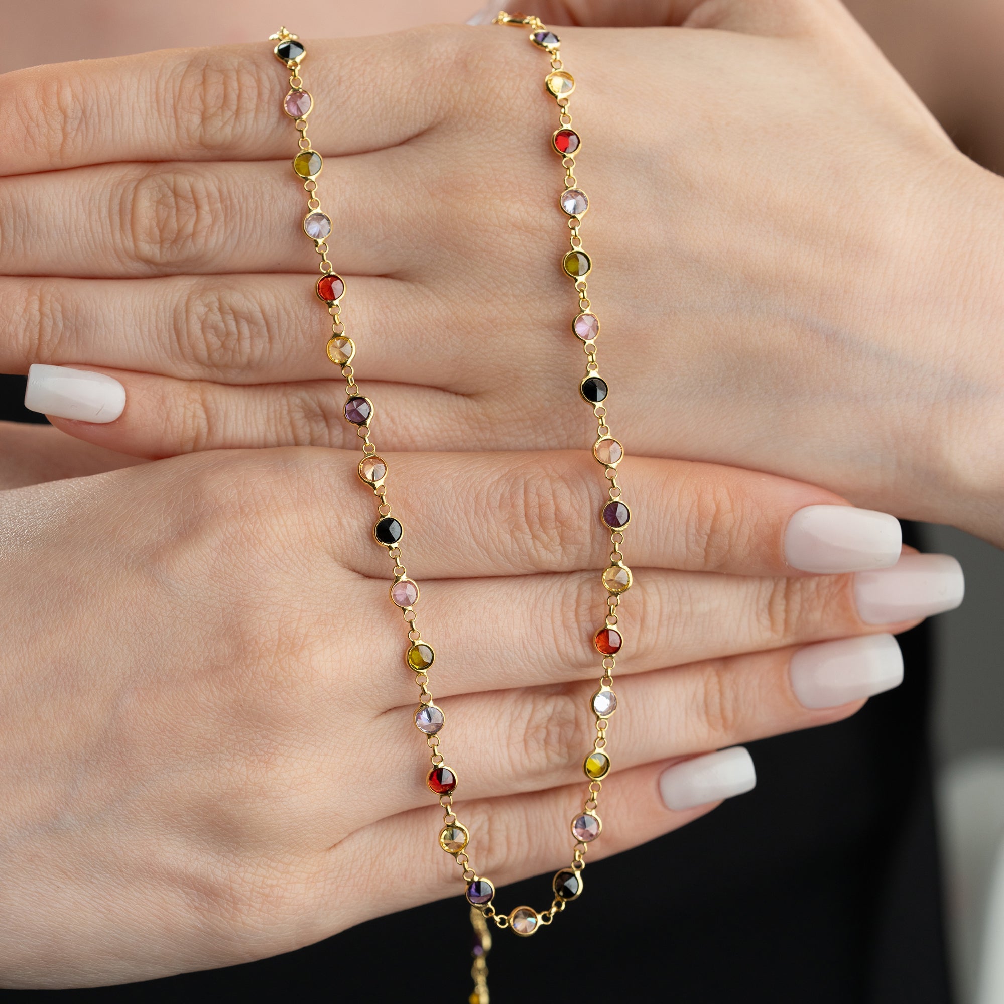 COLORFULL ZIRKONIA STEIN HALSKETTE | 925 SILBER