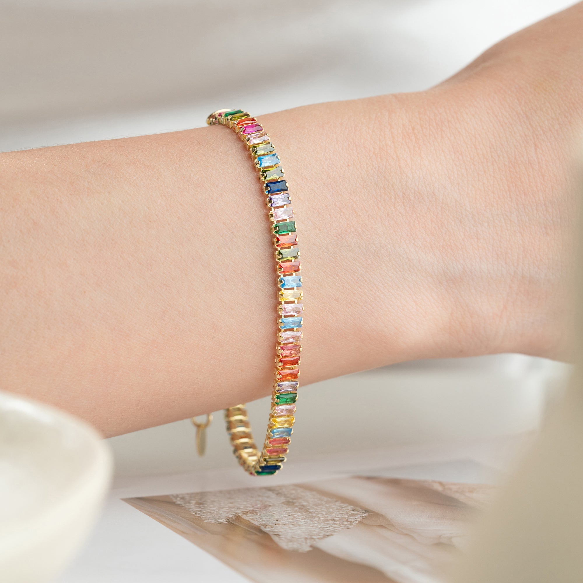 COLORFULL BAGUETTE ARMBAND | 925 SILBER