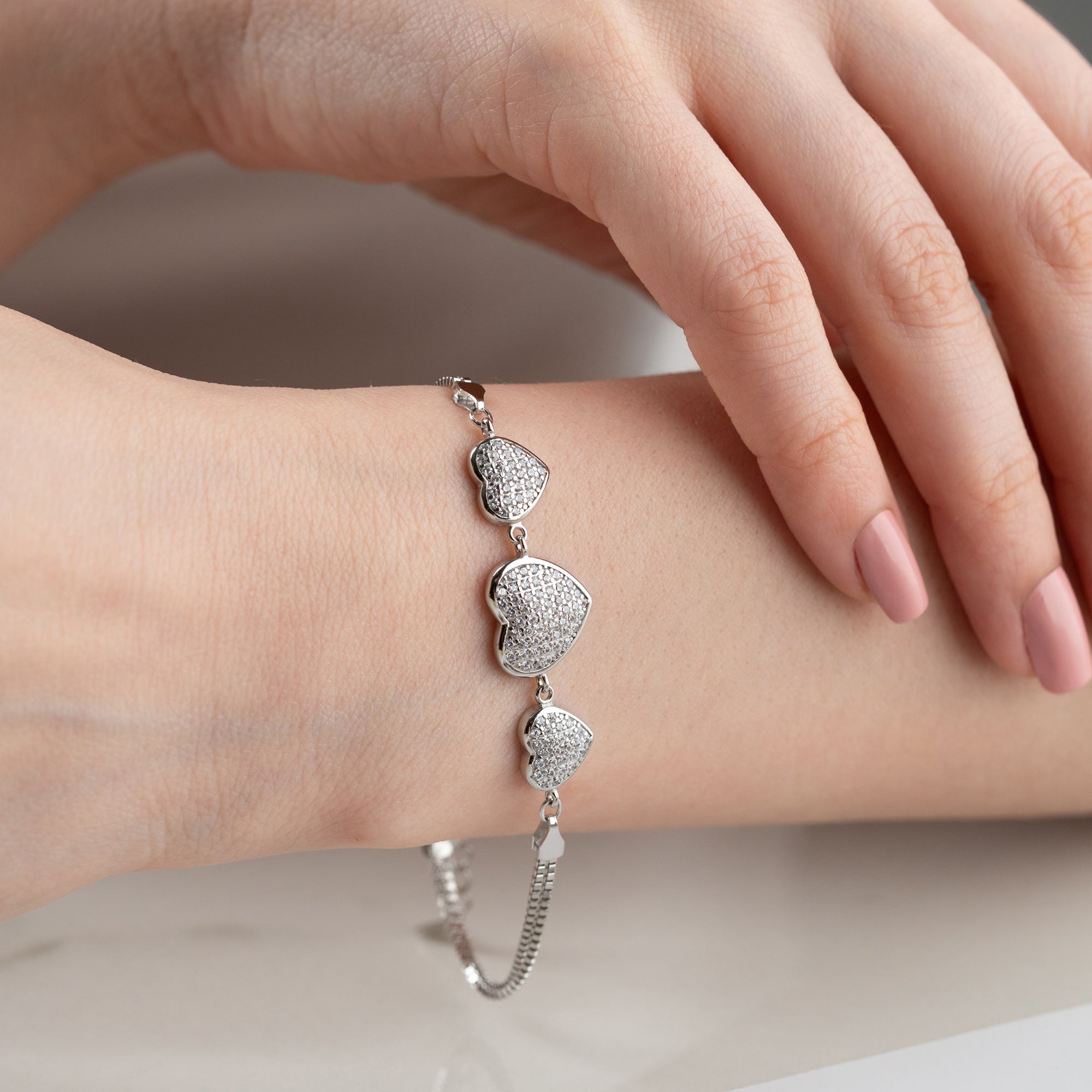 THREE HERZ ARMBAND | 925 SILBER