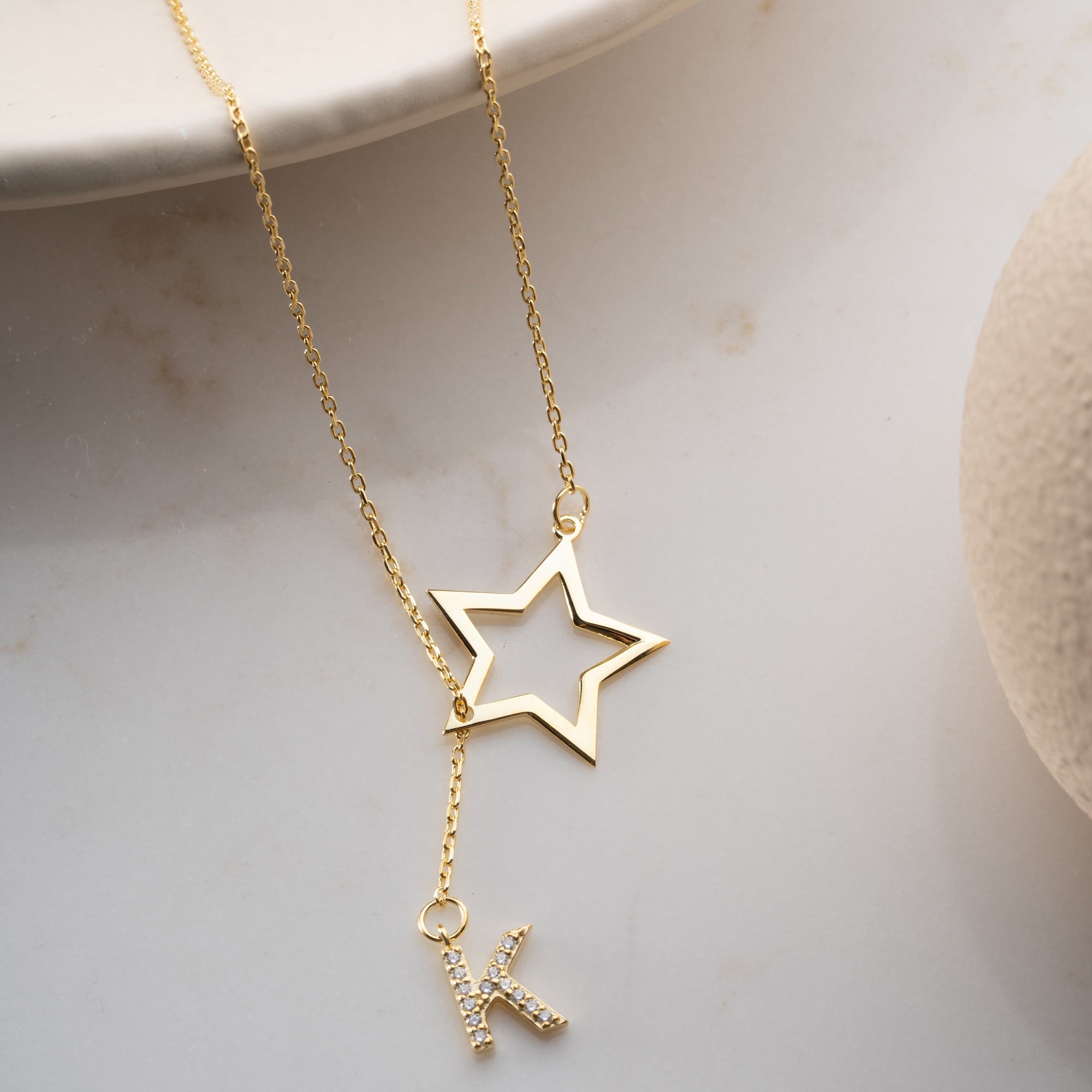 FREISTEHENDE STERN BUCHSTABENKETTE | 925 SILBER