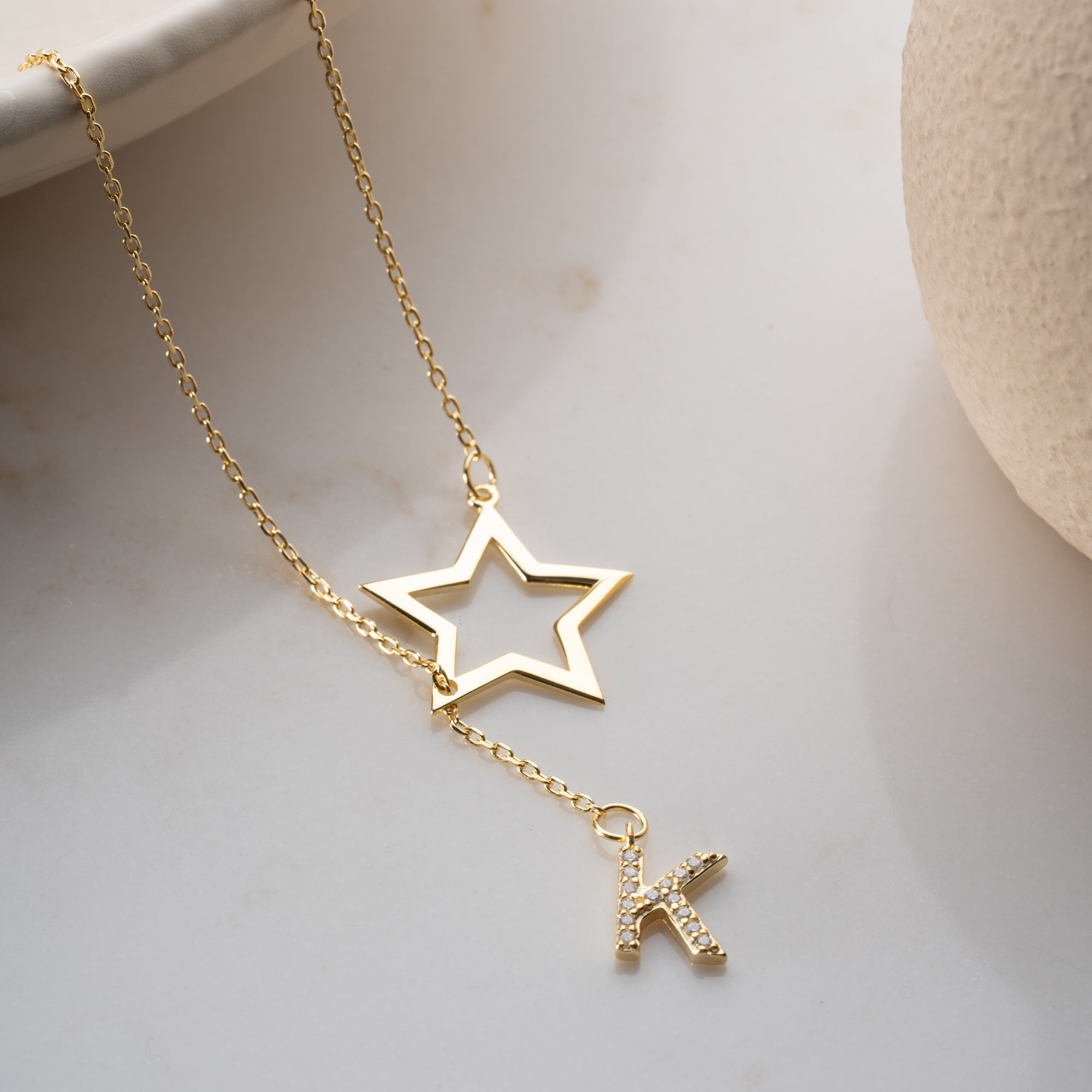 FREISTEHENDE STERN BUCHSTABENKETTE | 925 SILBER