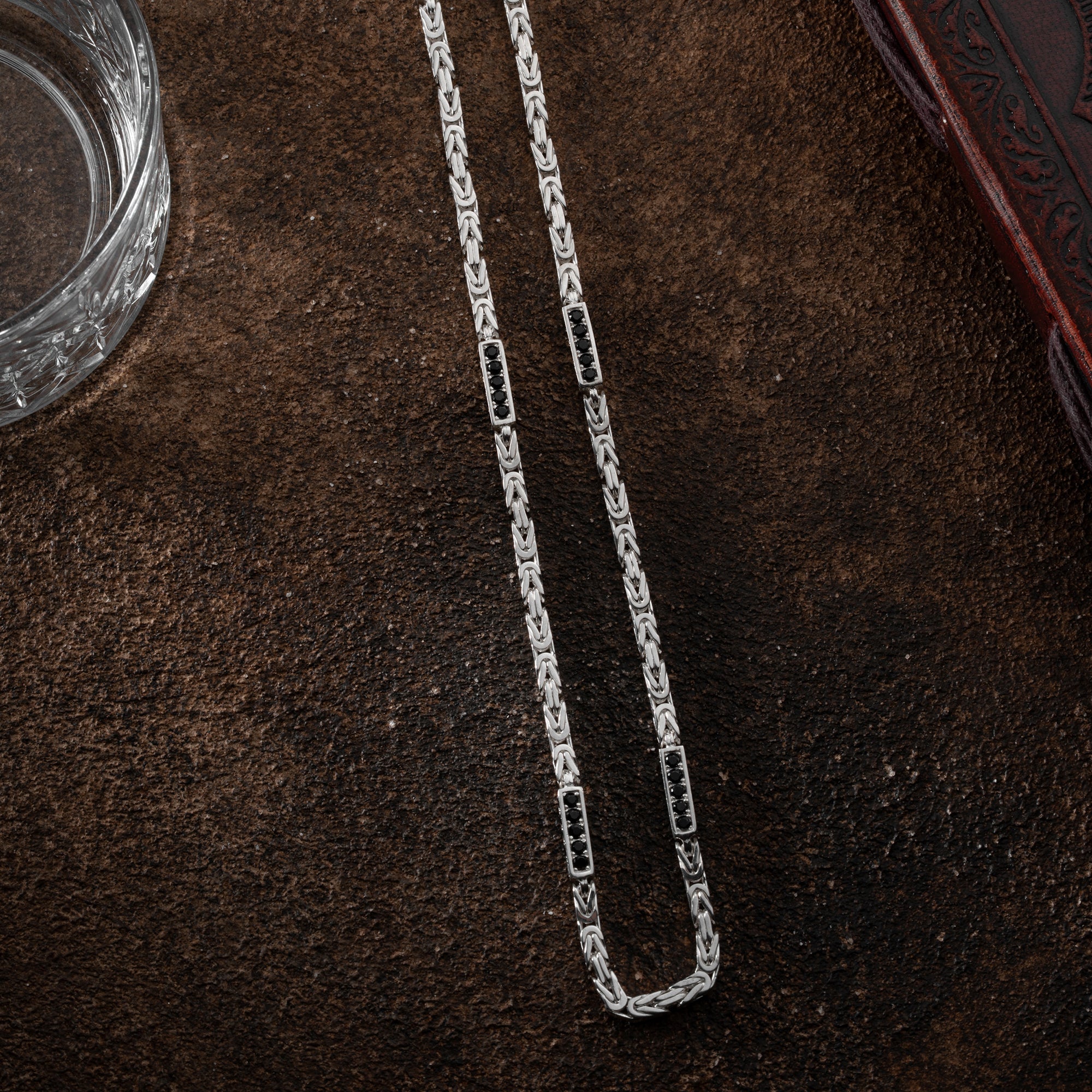 KÖNIGSKETTE BLACK STRASS 4mm | 925 SILBER.