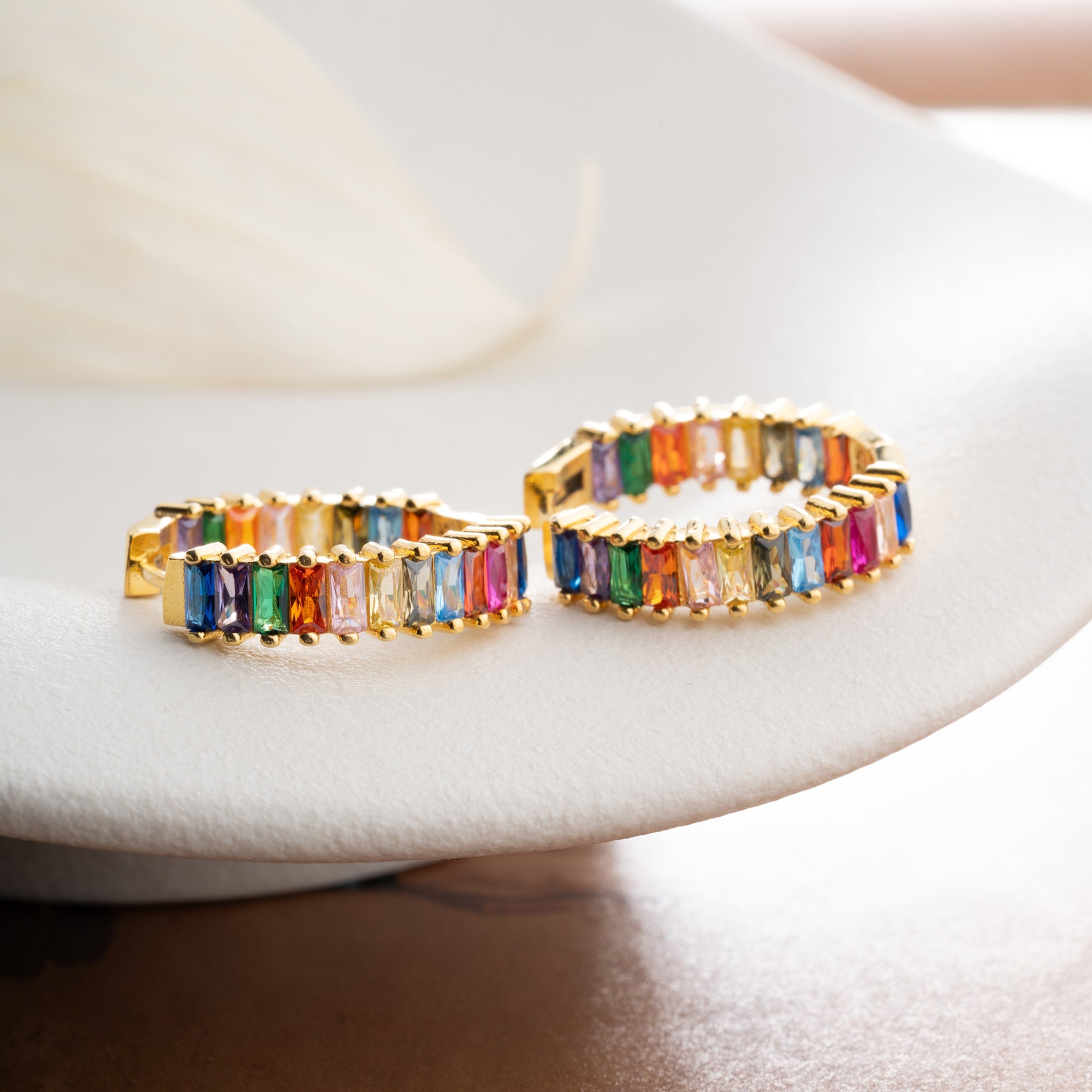 BAGUETTE COLORFULL CREOLEN OHRRING | 925 SILBER