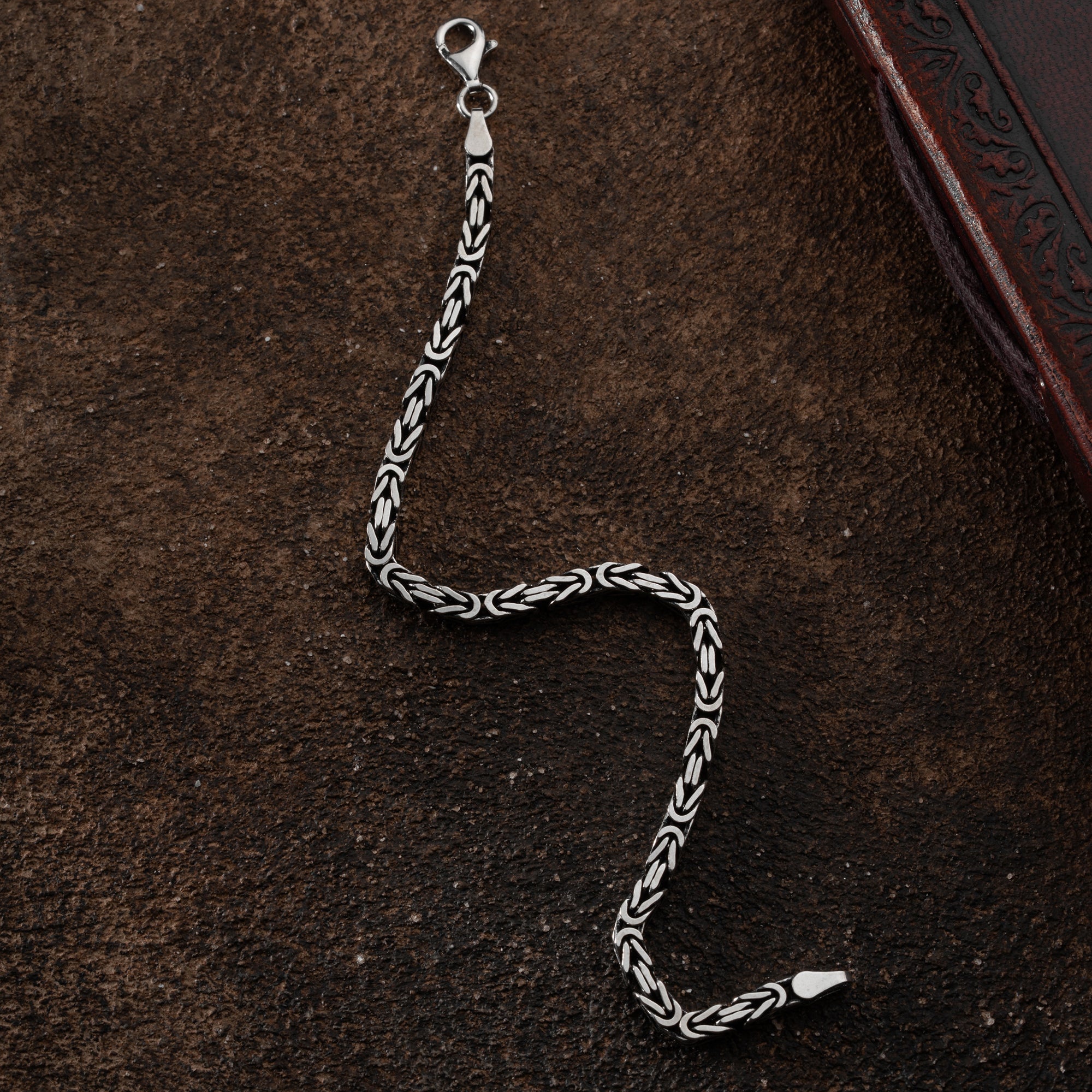 KÖNIGSARMBAND VIERKANT OXIDIERT 5MM | 925 SILBER.