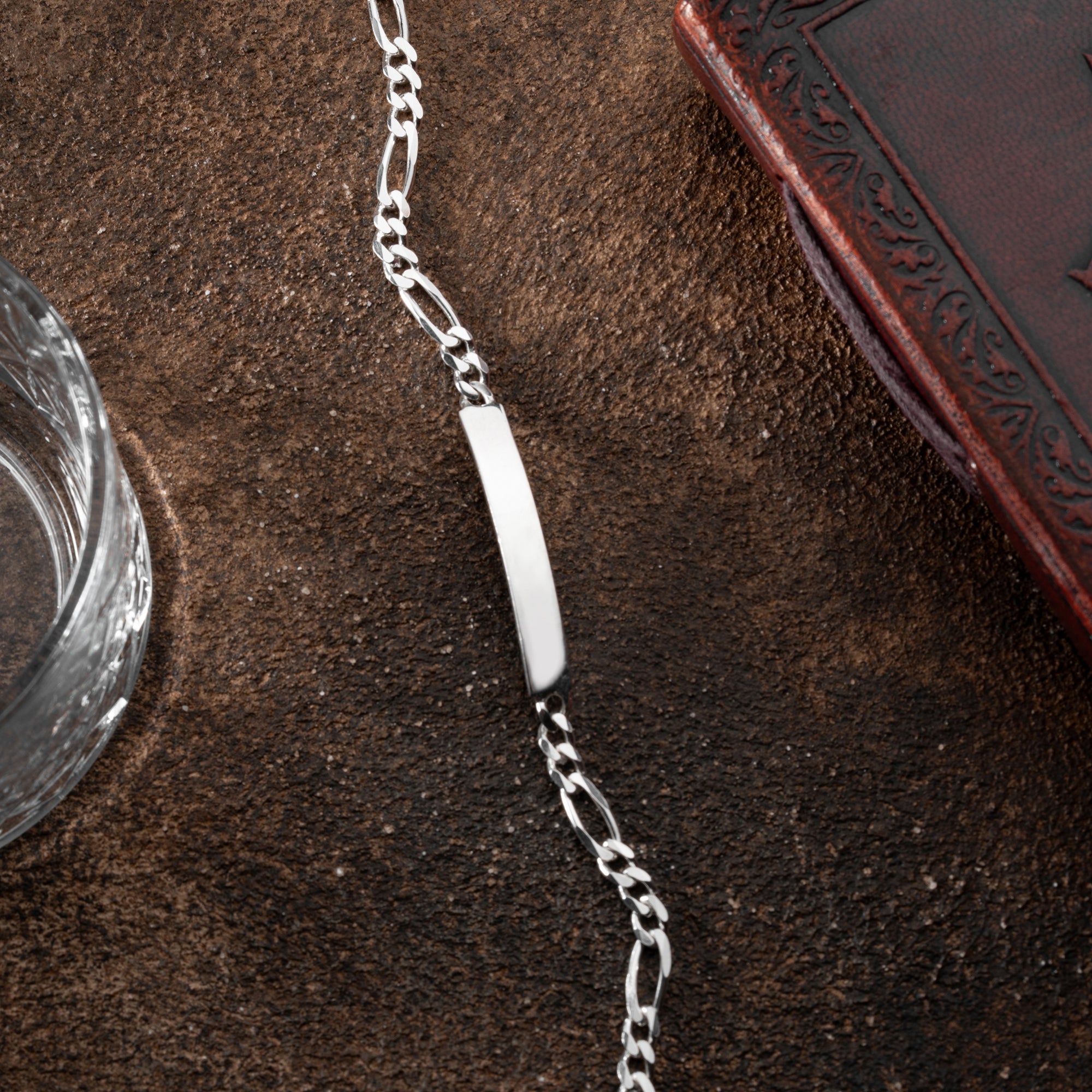 BIG FIGARO ARMBAND MIT GRAVUR | 925 SILBER.