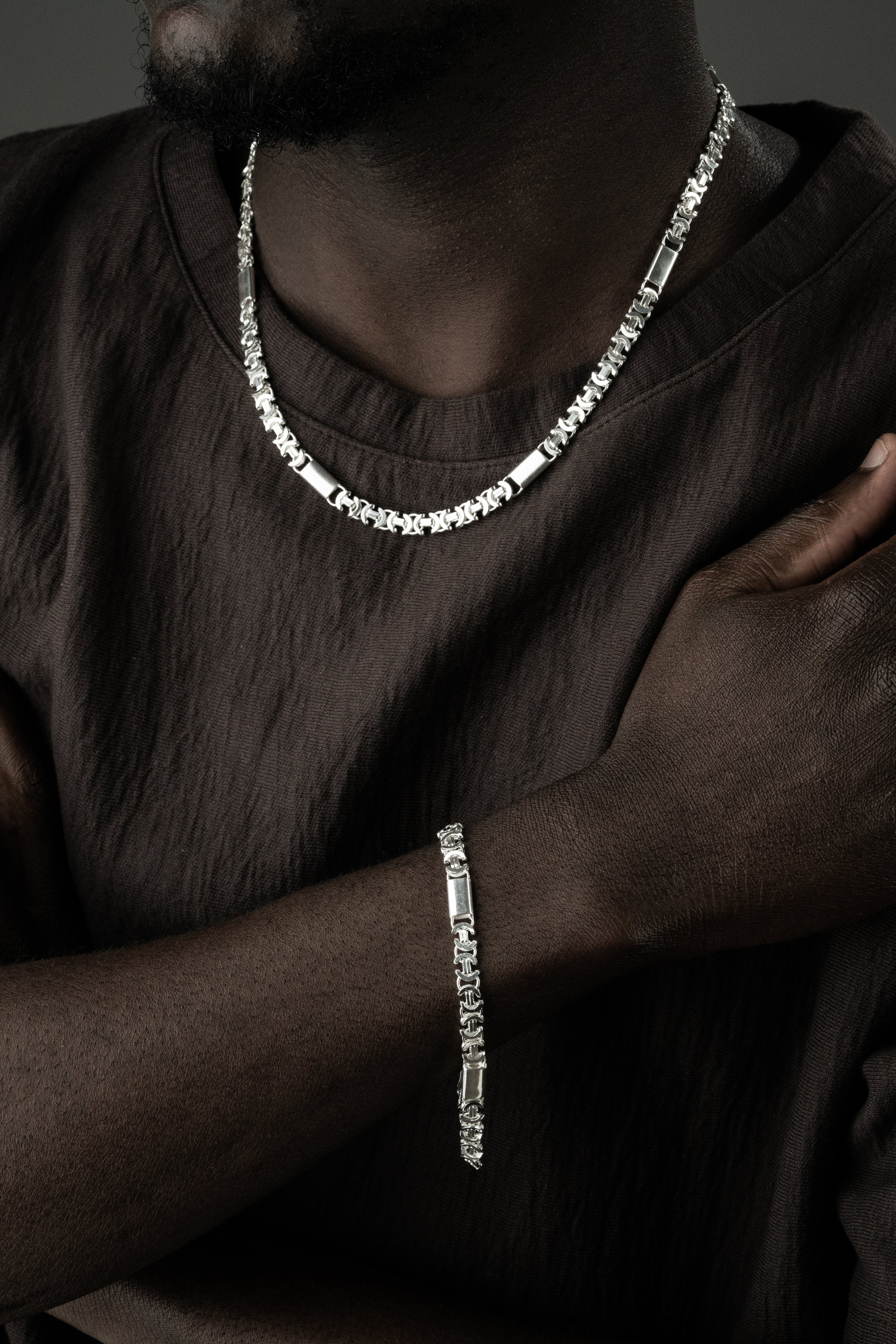 PLATTENKÖNIGSKETTE FLACH SET 6 MM | 925 SILBER.