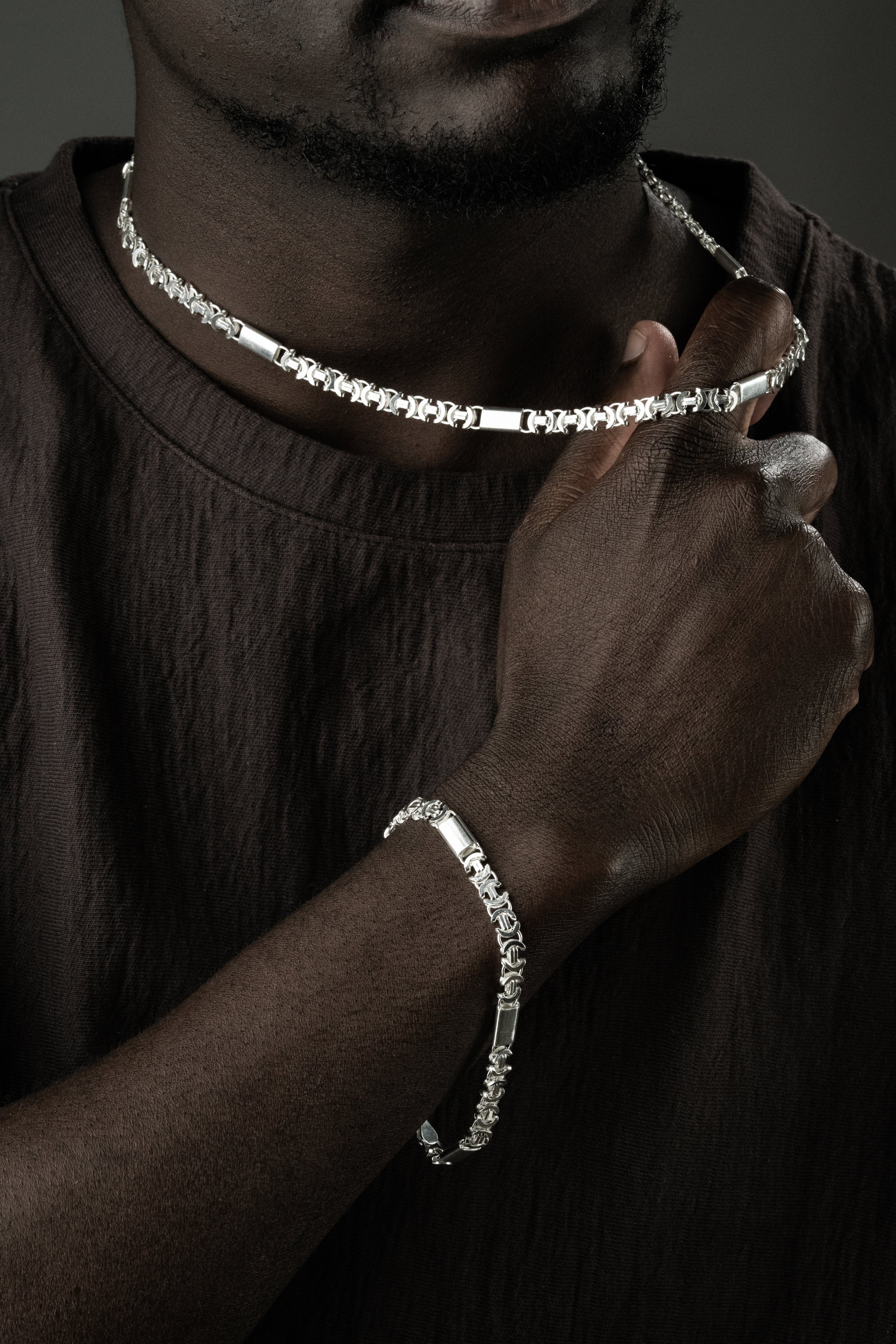 PLATTENKÖNIGSKETTE FLACH SET 6 MM | 925 SILBER.