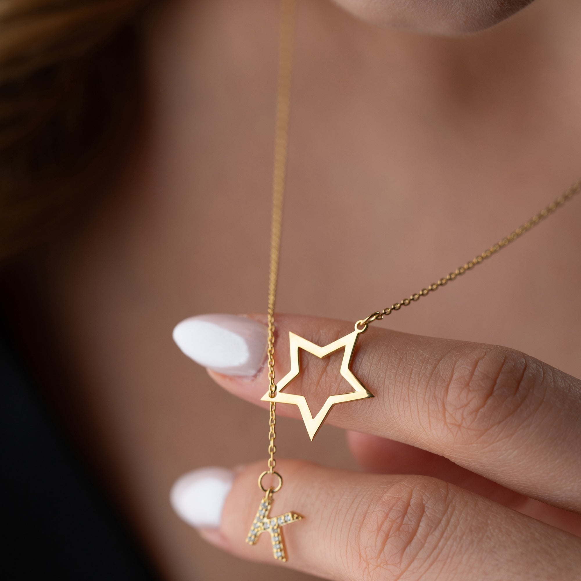 FREISTEHENDE STERN BUCHSTABENKETTE | 925 SILBER