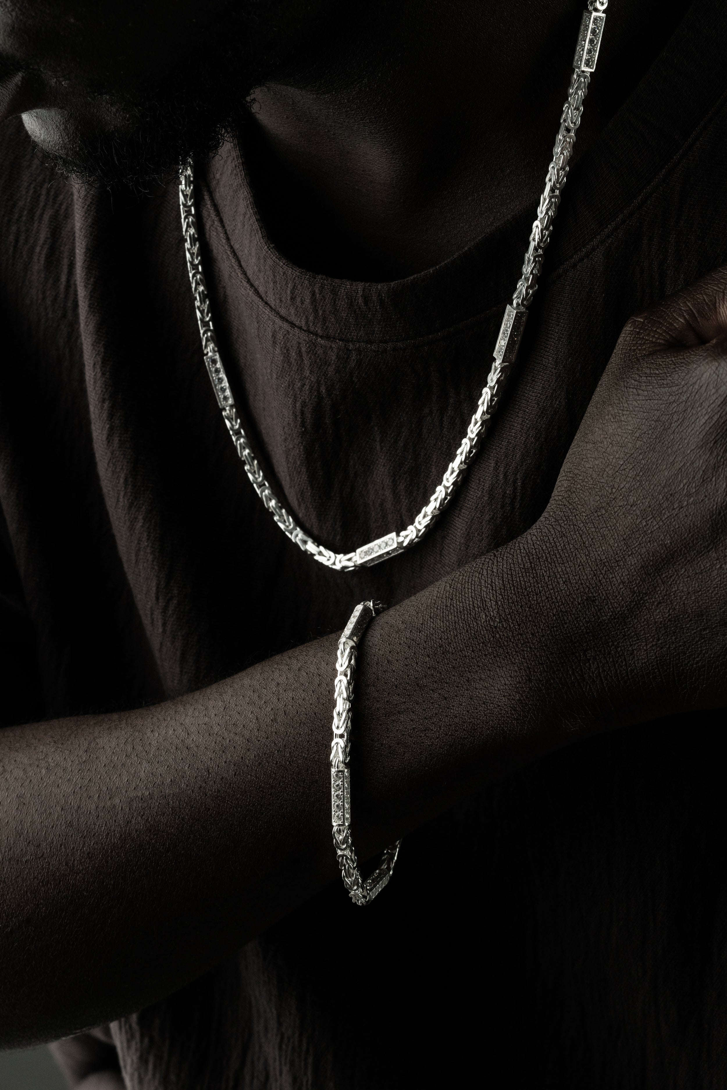 KÖNIGSKETTE MIT STRASSSTEIN 4 mm SET | 925 SILBER.