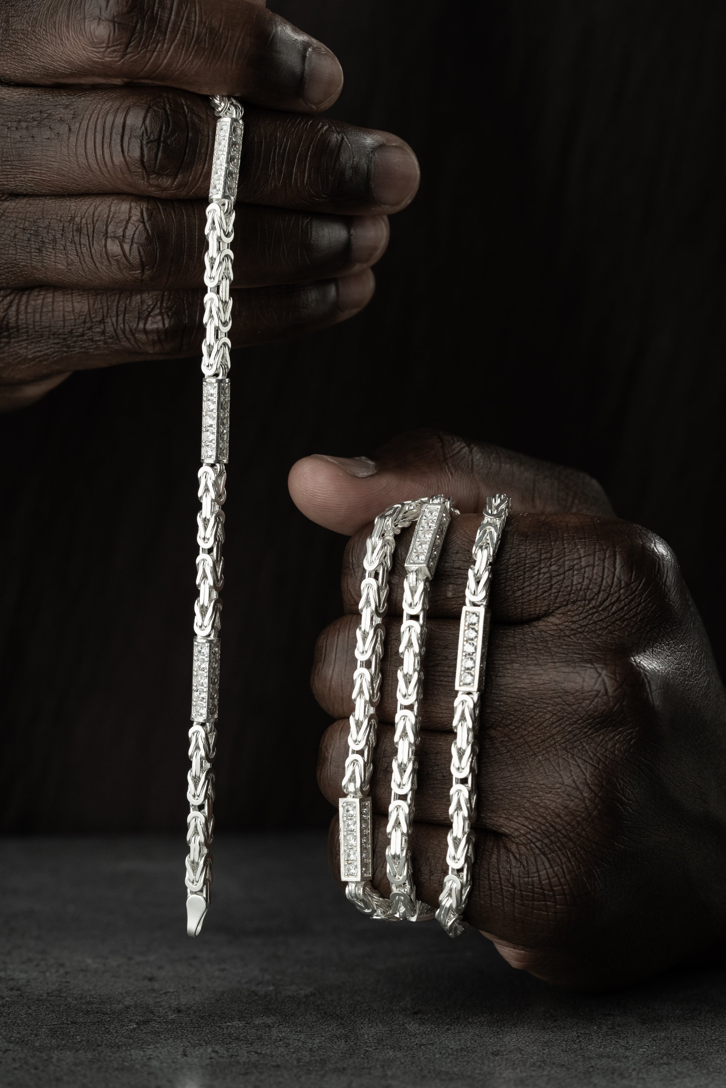 KÖNIGSKETTE MIT STRASSSTEIN 4 mm SET | 925 SILBER.