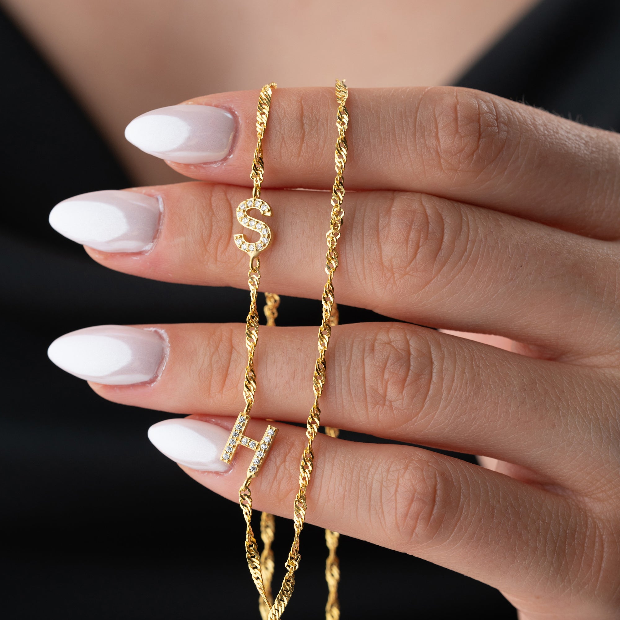 SINGAPUR DUO ZIRKONIA BUCHSTABEN HALSKETTE | 925 SILBER