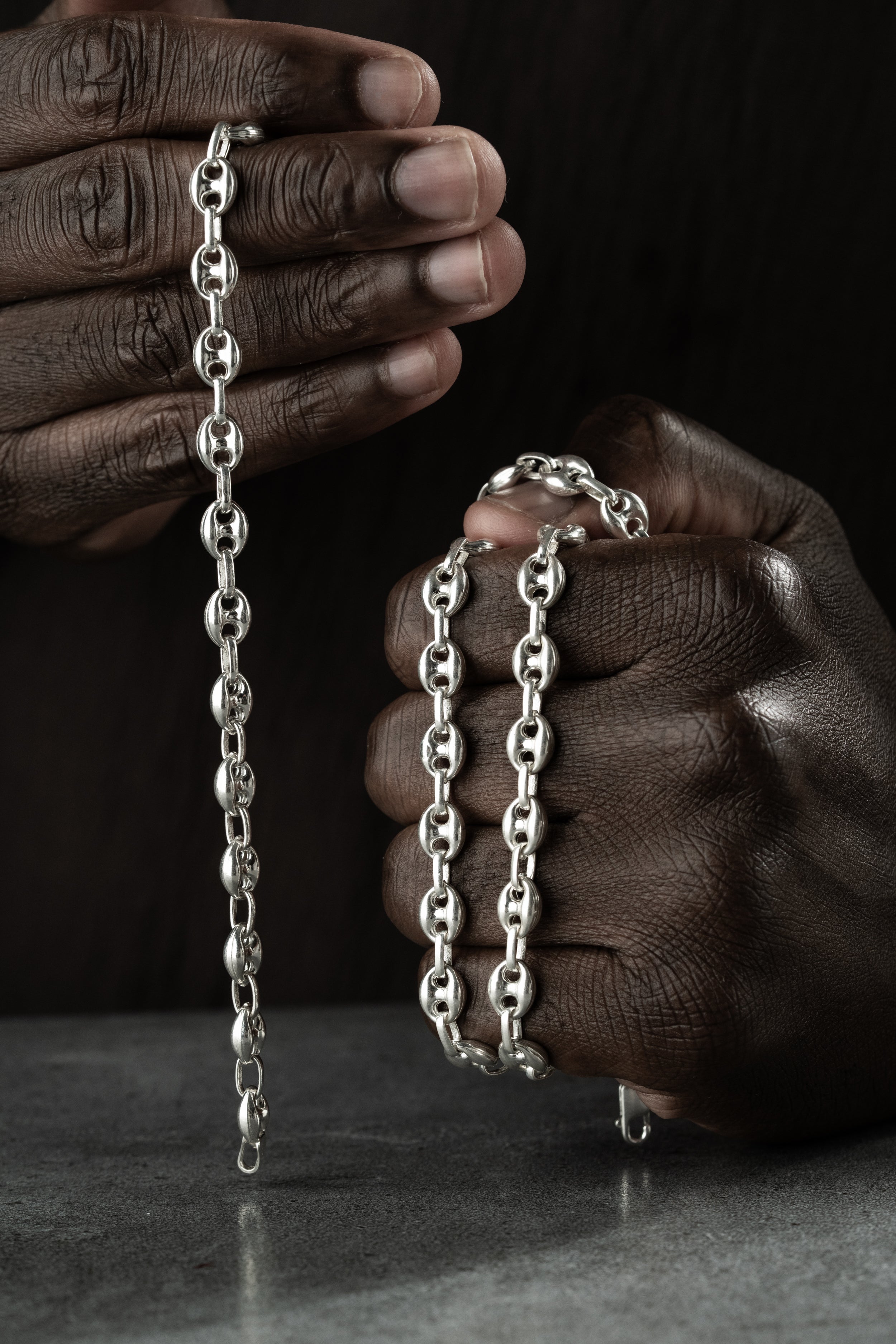 BOHNEN KETTE SET | 925 SILBER.