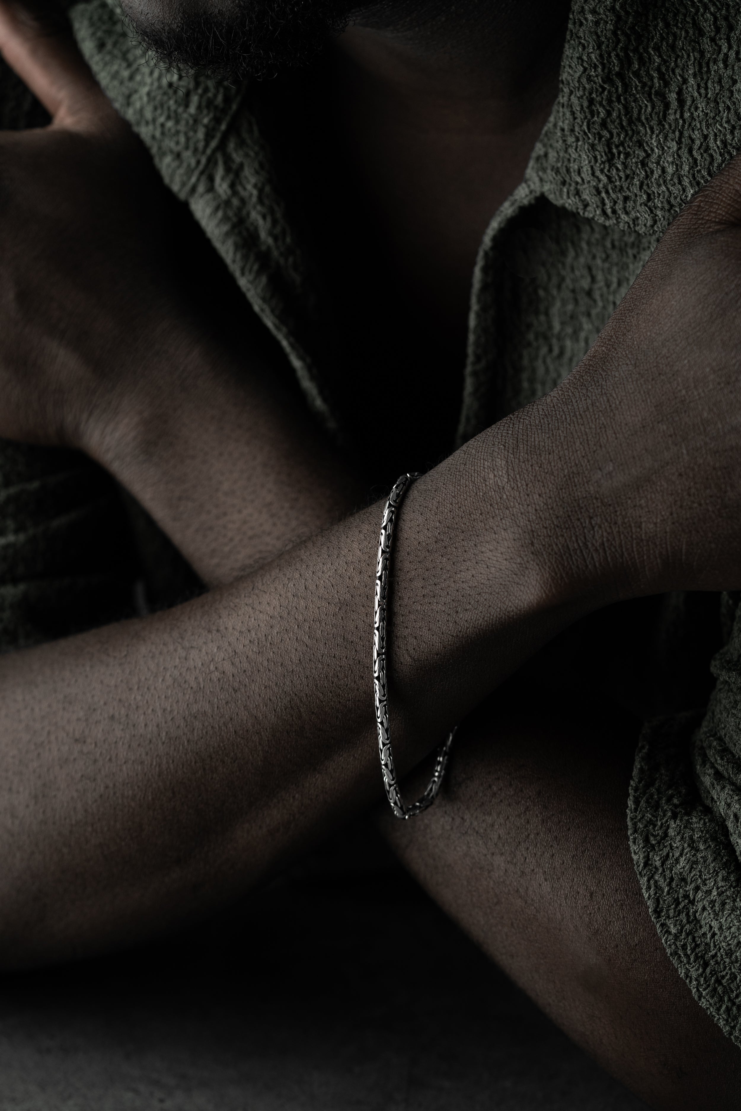 KÖNIGSARMBAND OVAL OXIDIERT 3MM  | 925 SILBER.