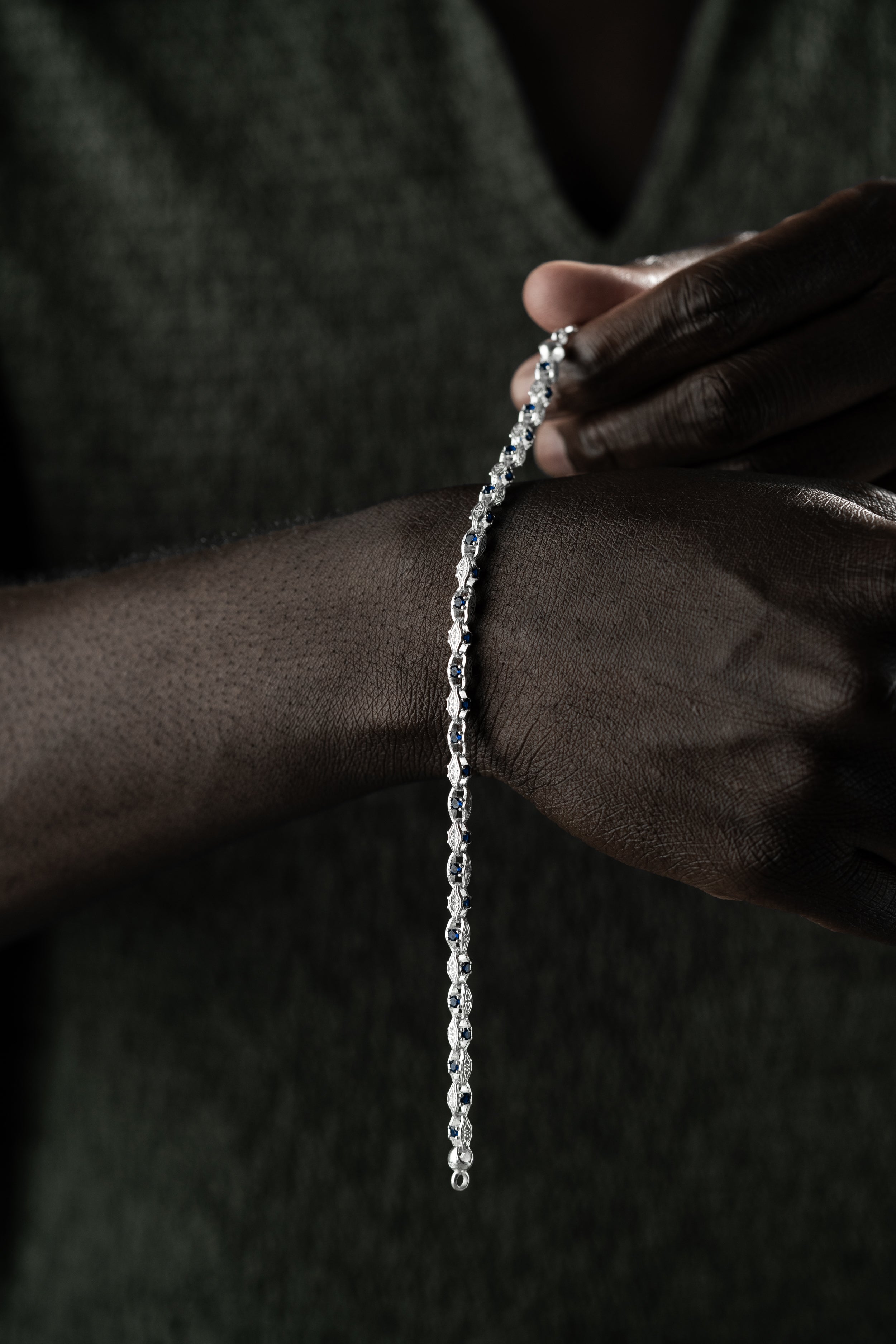 ANKER BLUE DIAMOND ARMBAND 5MM | 925 SILBER.