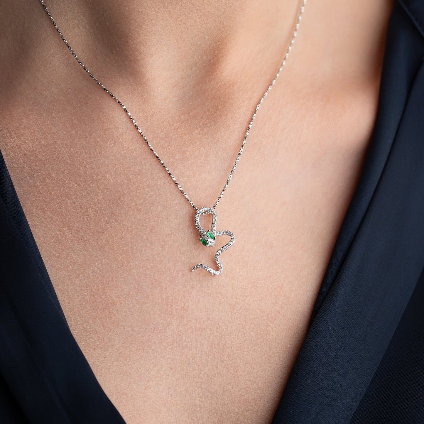 GRÜNE SNAKE HALSKETTE | 925 SILBER