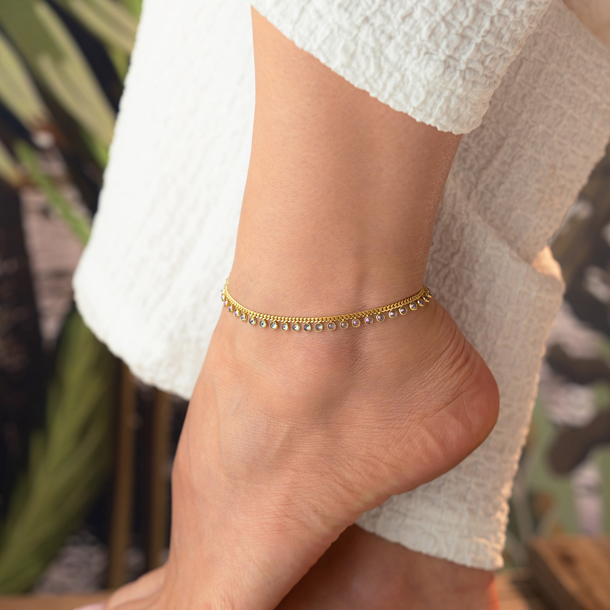 MULTI STONE FUSSKETTE | 925 SILBER.