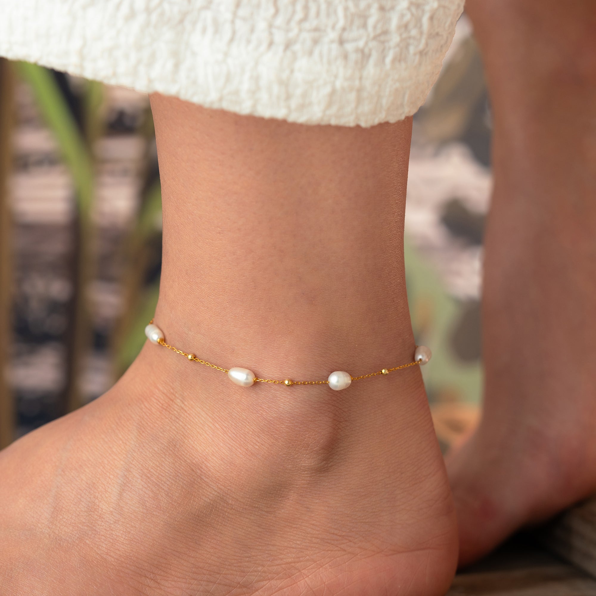 PEARL FUSSKETTE | 925 SILBER