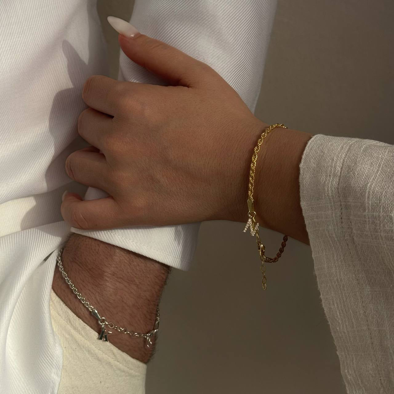 WIRBEL BUCHSTABEN PARTNERARMBAND | 925 SILBER