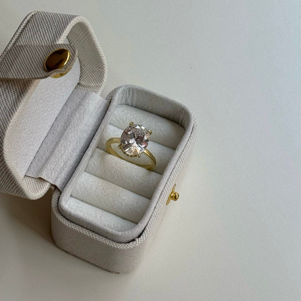 OVAL BIG STEIN RING | 925 SILBER