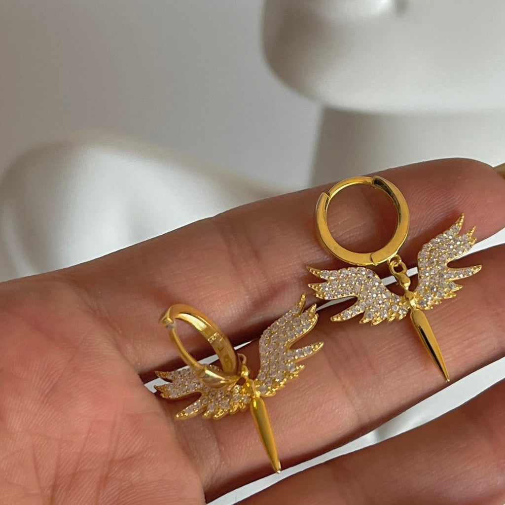 Schutzengels Ohrringe White Stone (7139605938221)