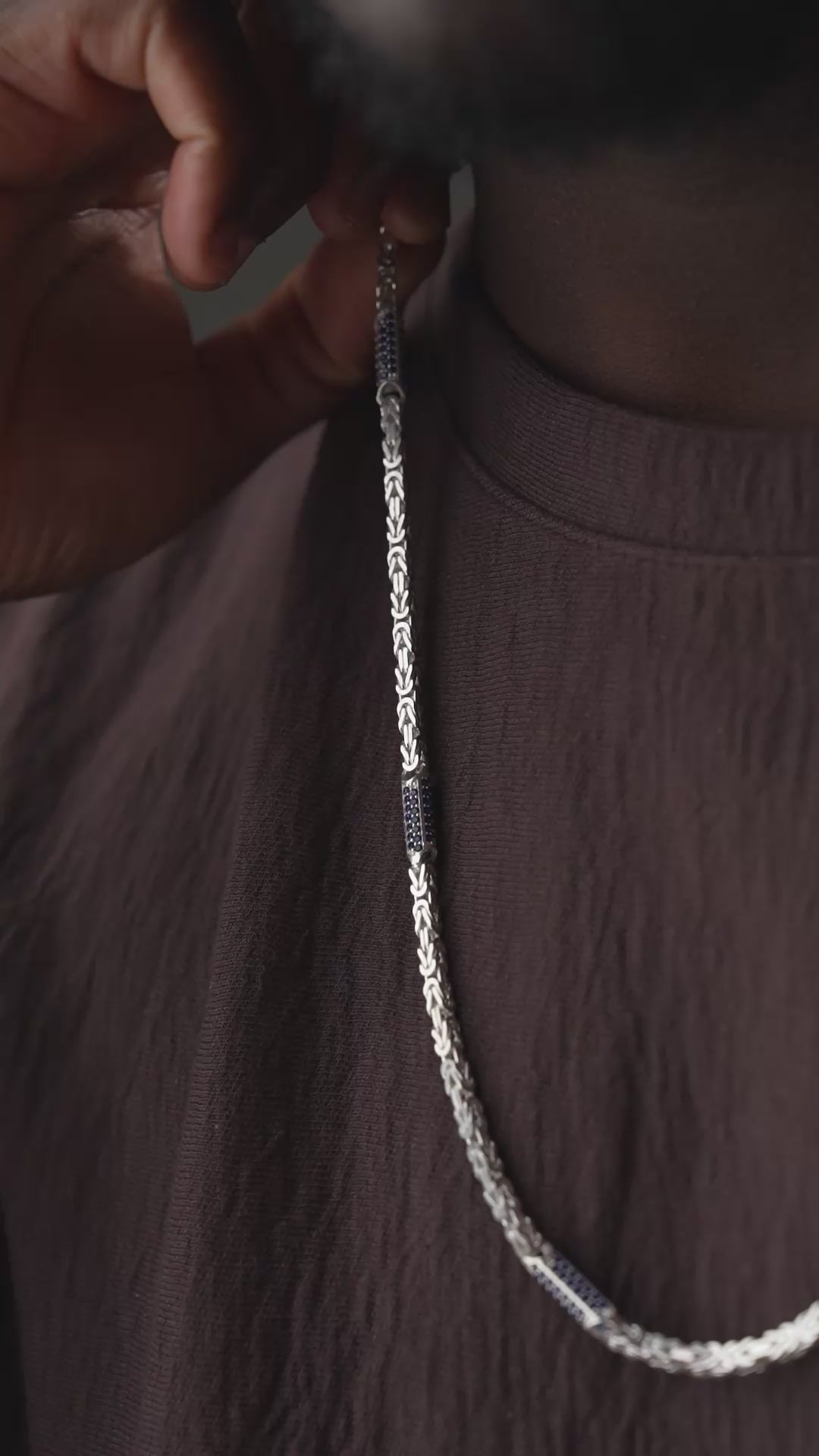 KÖNIGSKETTE MIT STRASSSTEIN BLUE HALSKETTE | 925 SILBER.