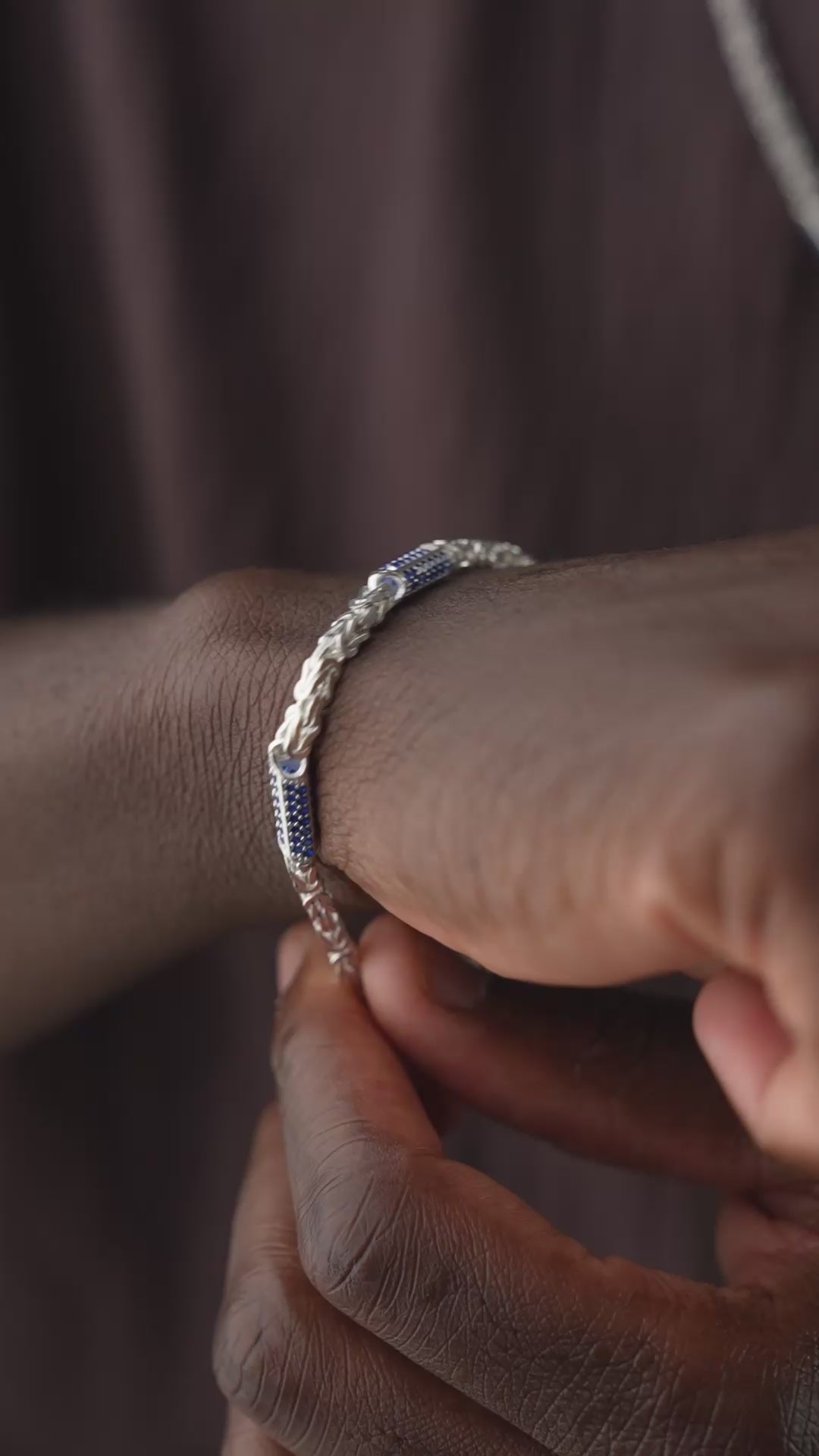 KÖNIGSKETTE MIT STRASSSTEIN BLUE SET | 925 SILBER.