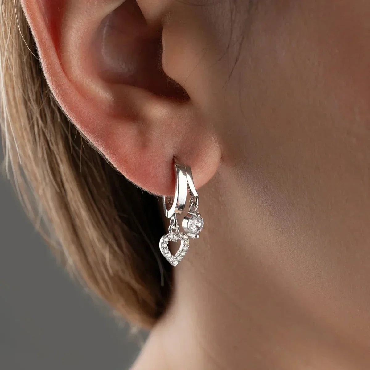 MINI HERZ & ZIRKONIA OHRRING| 925 SILBER