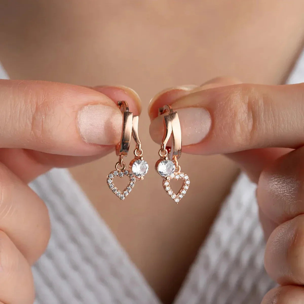 MINI HERZ & ZIRKONIA OHRRING| 925 SILBER