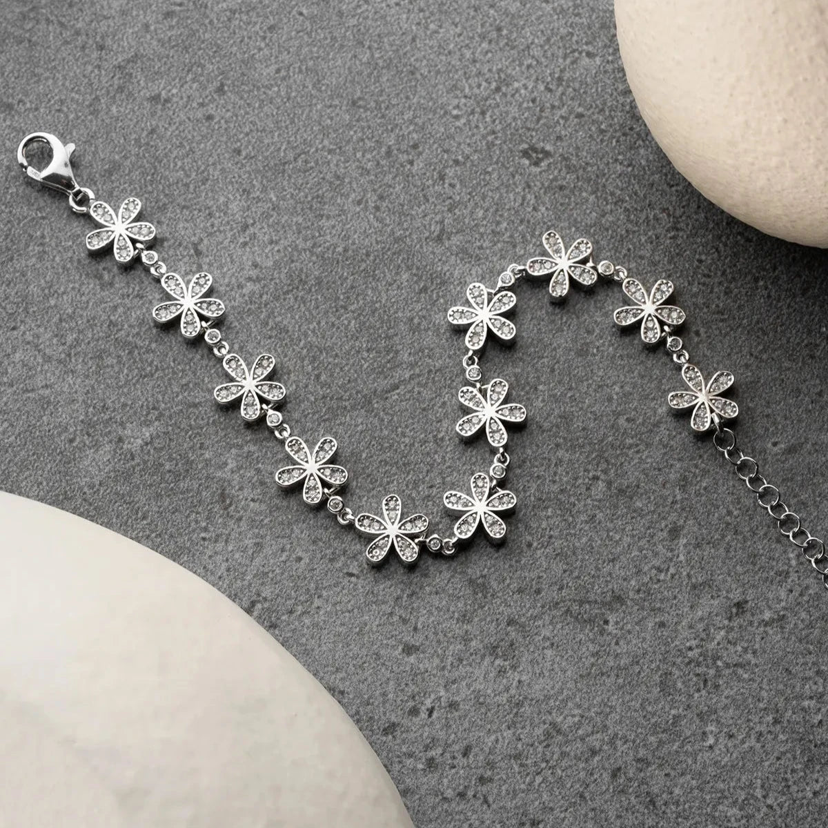 ZIRKONSTEIN BLUME ARMBAND | 925 SILBER