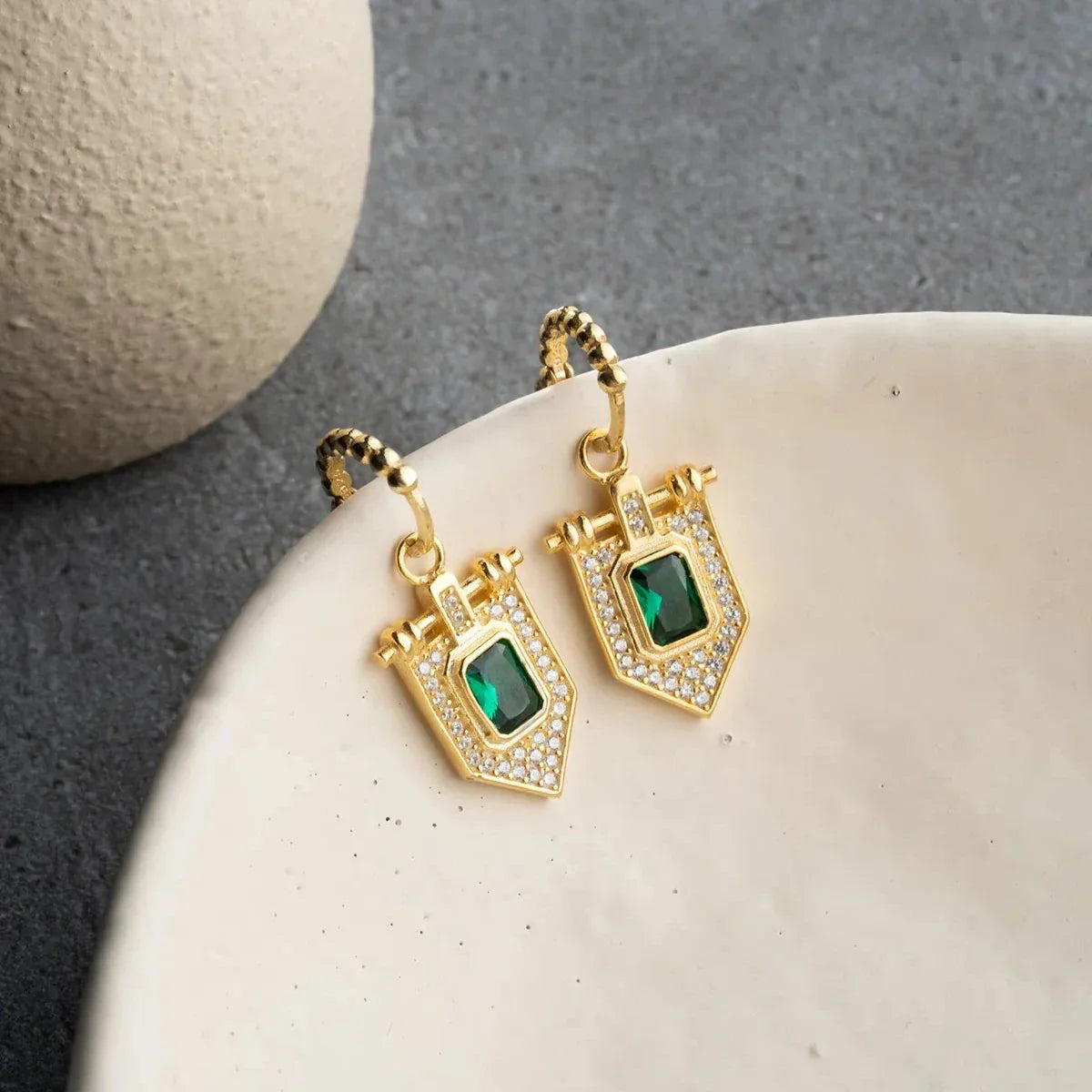 SMARAGD GRÜN STEIN OHRRINGE | 925 SILBER