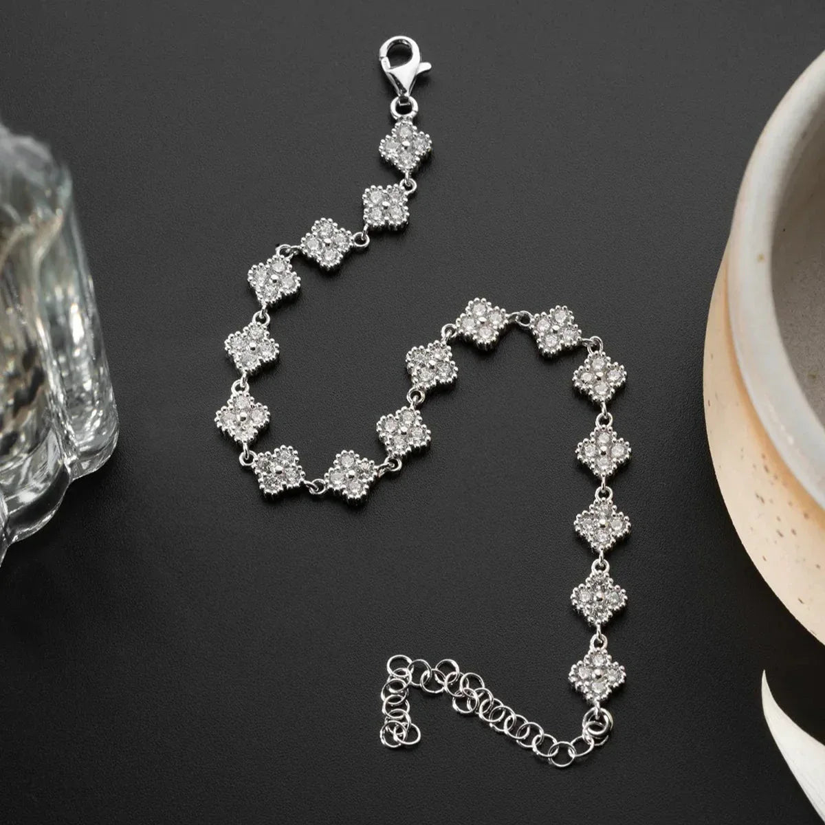 ZIRKON STEIN KLEE ARMBAND | 925 SILBER