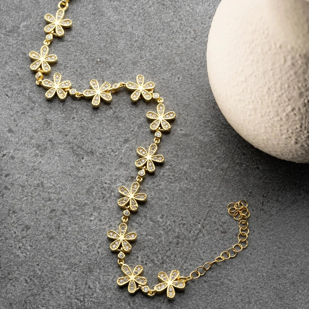 ZIRKONSTEIN BLUME ARMBAND | 925 SILBER