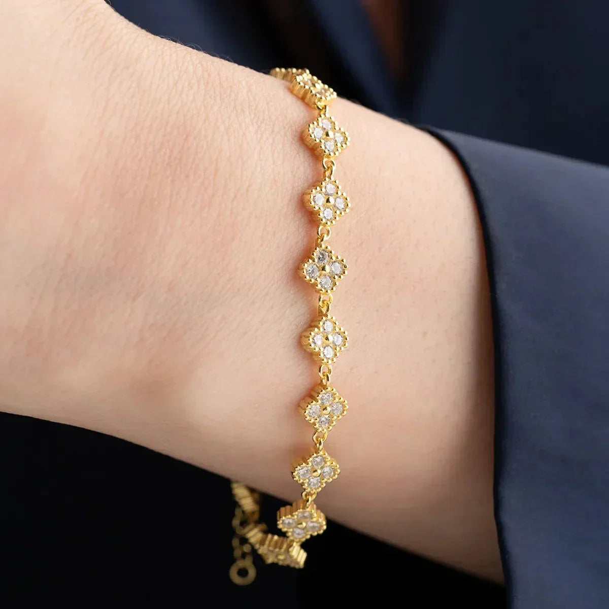 ZIRKON STEIN KLEE ARMBAND | 925 SILBER