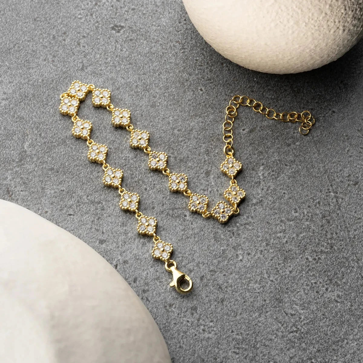 ZIRKON STEIN KLEE ARMBAND | 925 SILBER