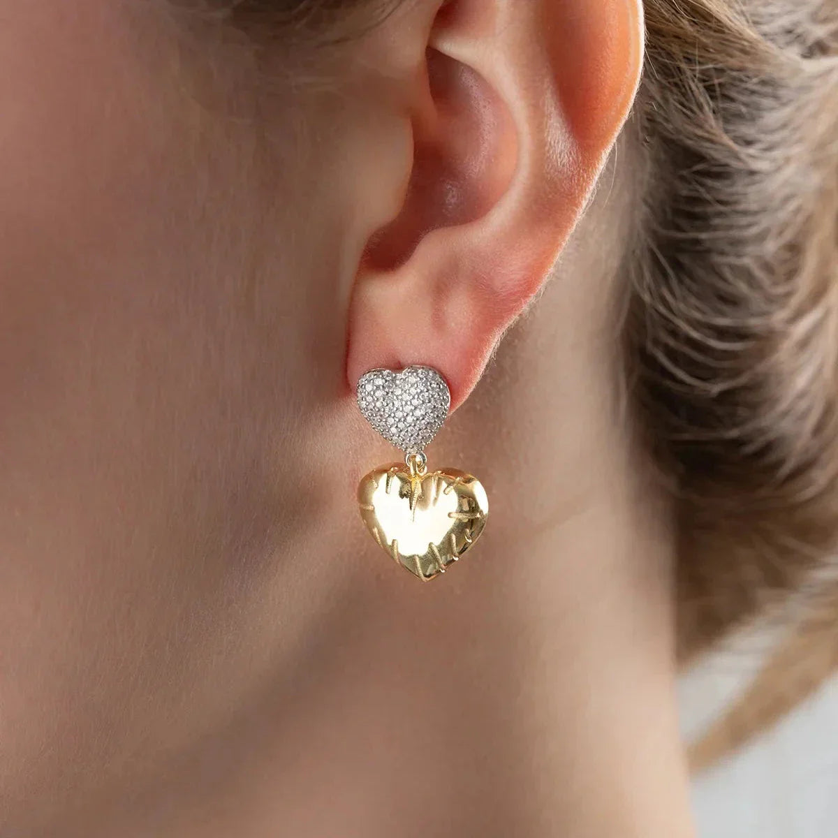 DOPPELTE HERZ-OHRRINGE | 925 SILBER