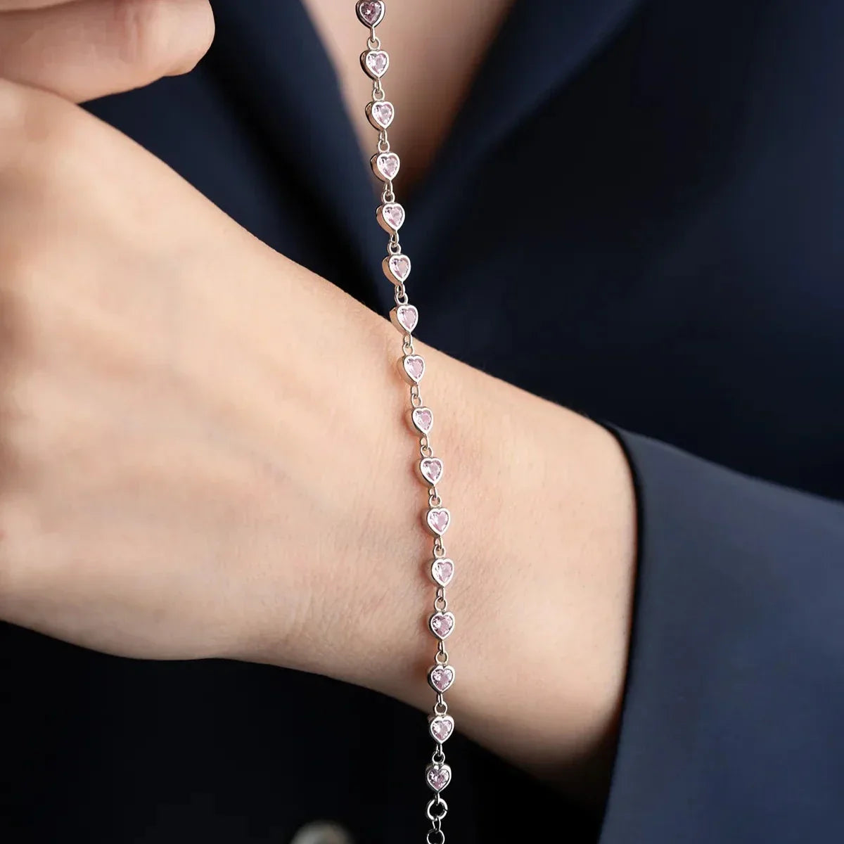 MINI ROZA HERZ ARMBAND | 925 SILBER