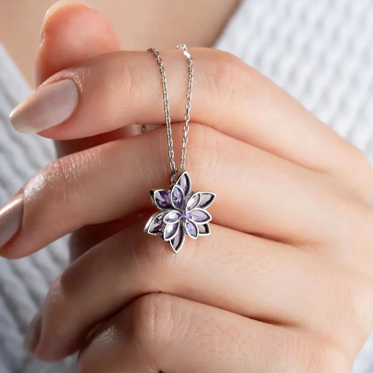 LILA LOTUSBLUMENKETTE | 925 SILBER