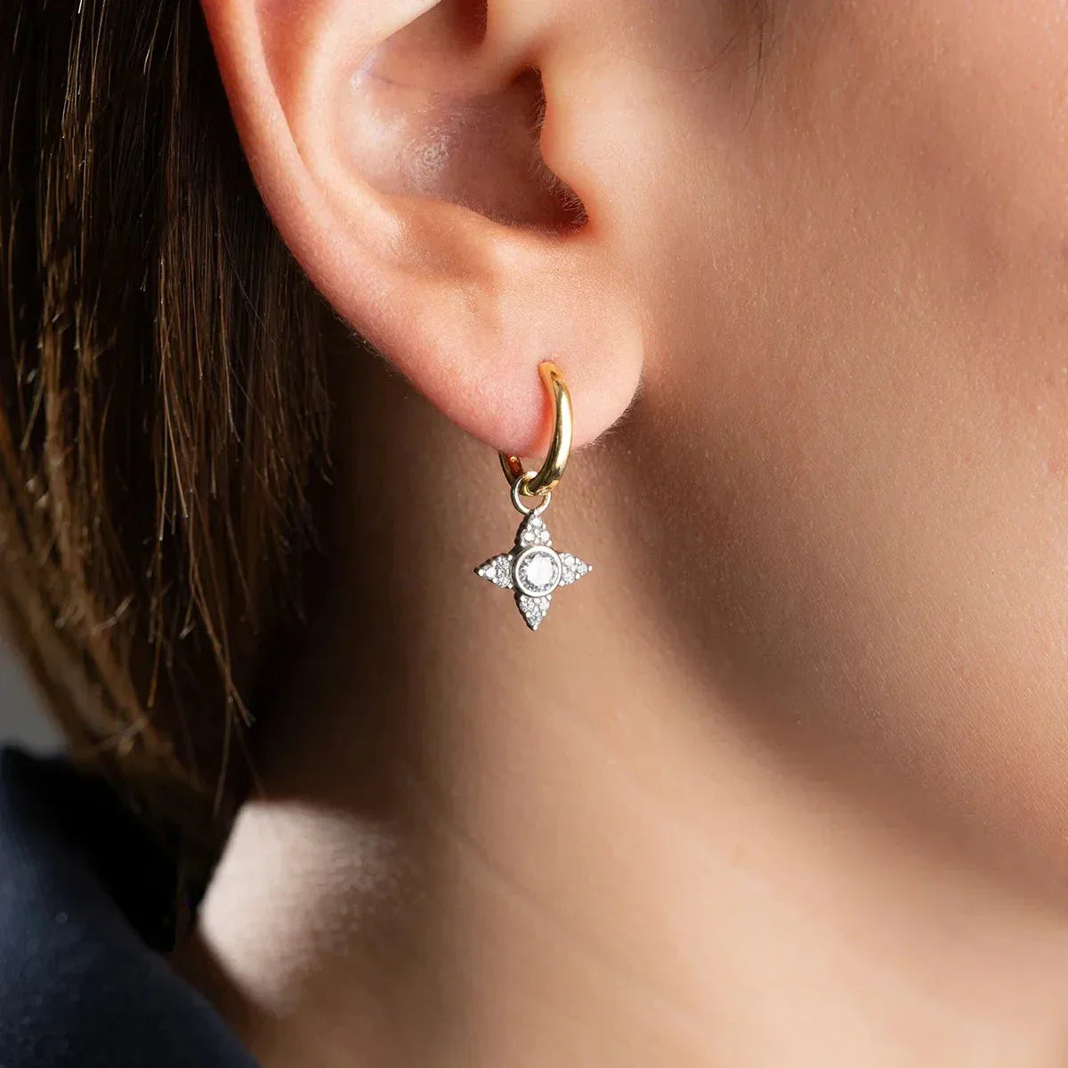 ZIRKON STEIN STERN OHRRINGE | 925 SILBER