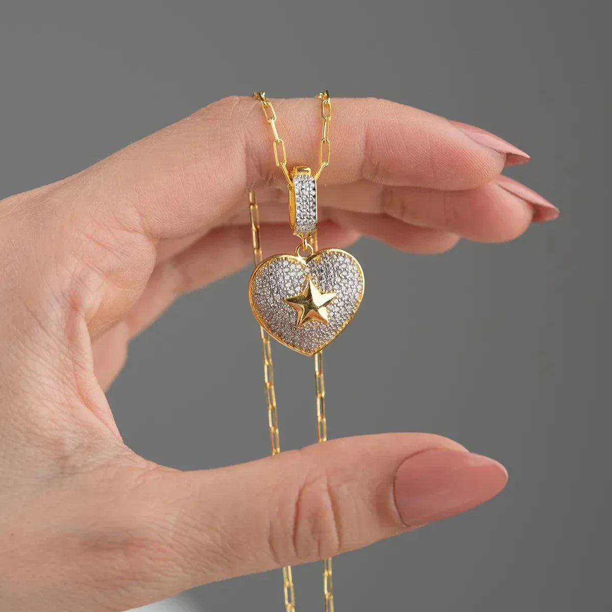 HERZ X STERN HALSKETTE | 925 SILBER