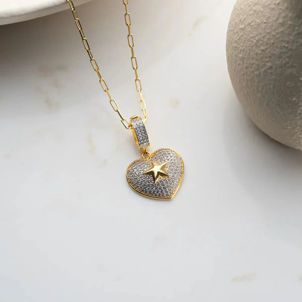 HERZ X STERN HALSKETTE | 925 SILBER