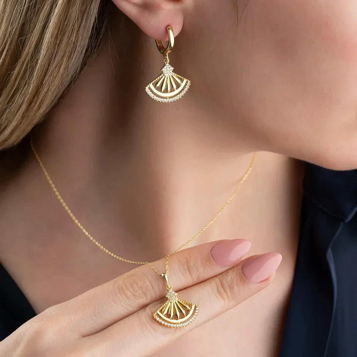 FAN HALSKETTE OHRRING SET | 925 SILBER