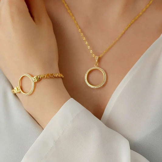 PAILLETTEN KETTE HALSKETTE ARMBAND SET FÜR GOLD | 925 SILBER