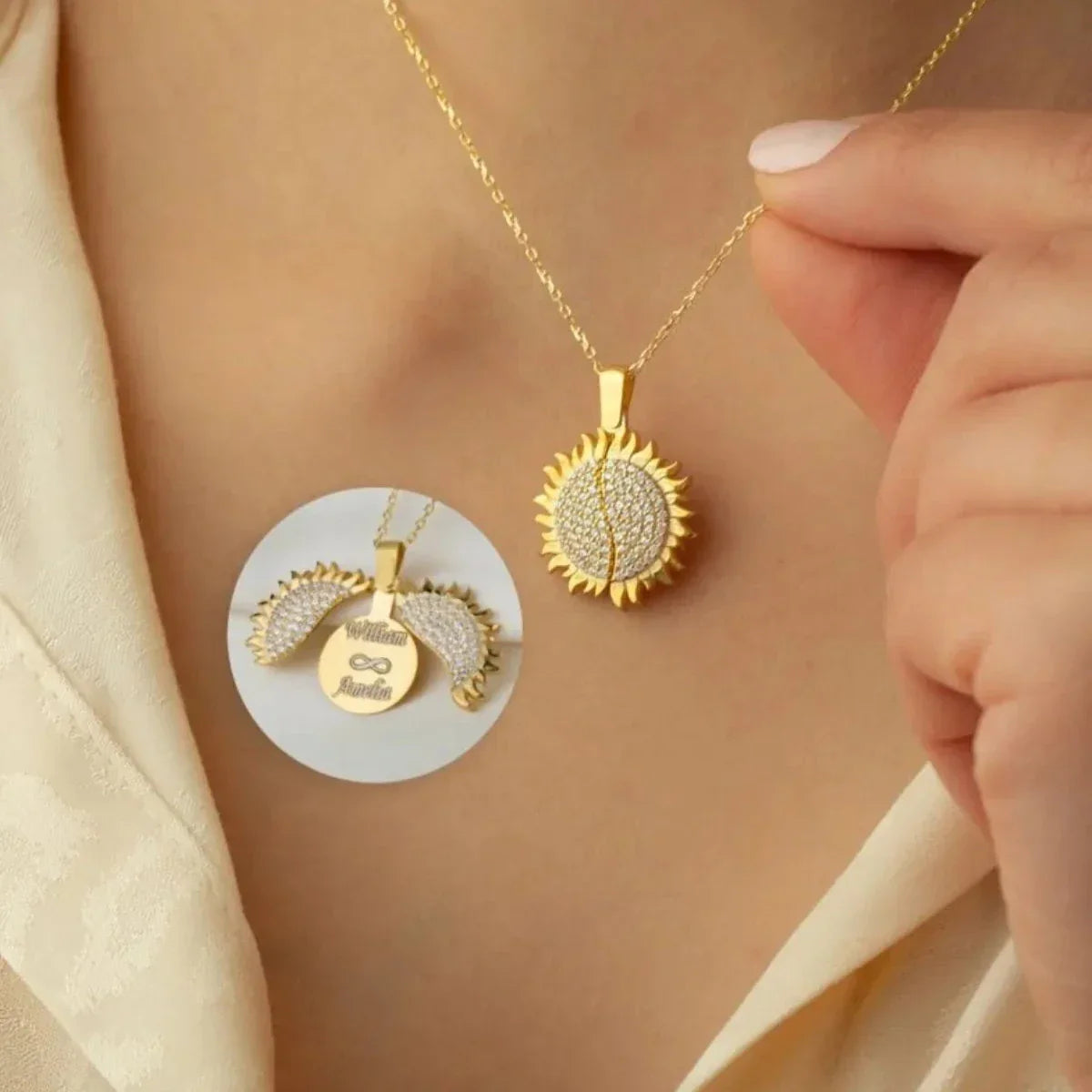 SONNE GRAVUR HALSKETTE | 925 SILBER